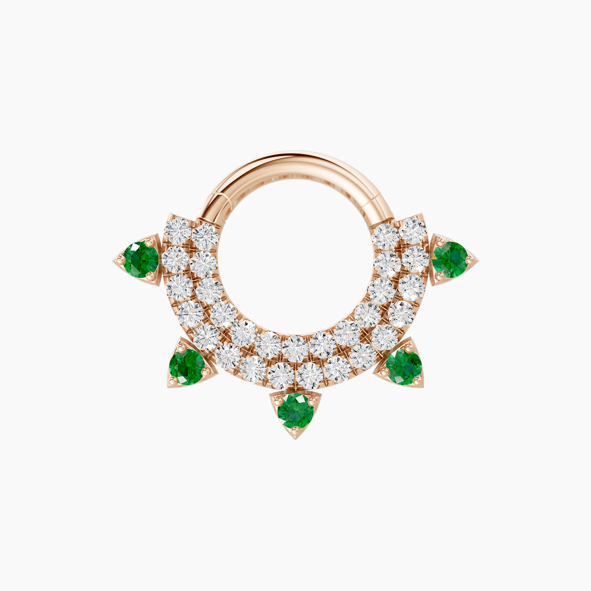 Saga | 18k Rose Gold 6.5 mm Emerald & Diamond Daith Piercing
