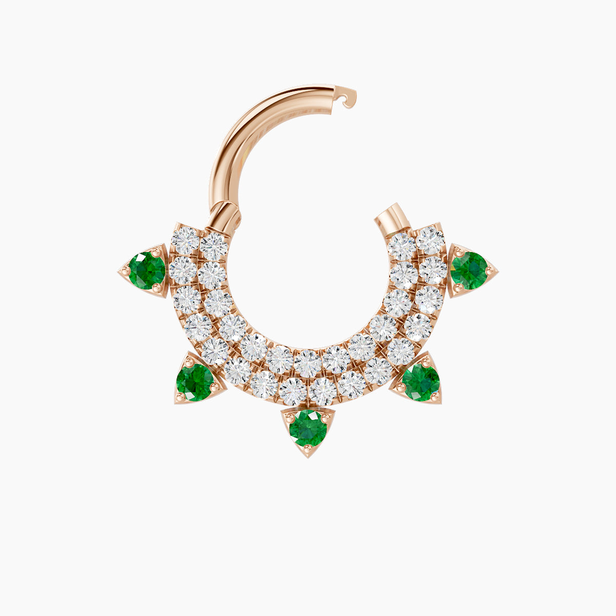 Saga | 18k Rose Gold 6.5 mm Emerald & Diamond Daith Piercing