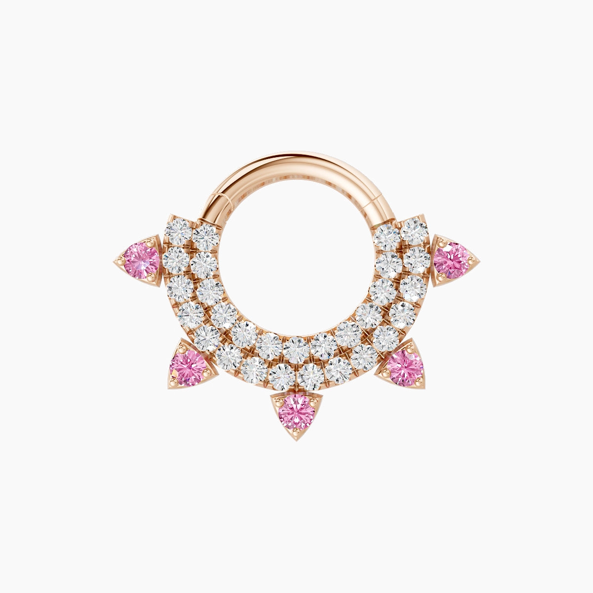 Saga | 18k Rose Gold 6.5 mm Pink Sapphire & Diamond Daith Piercing