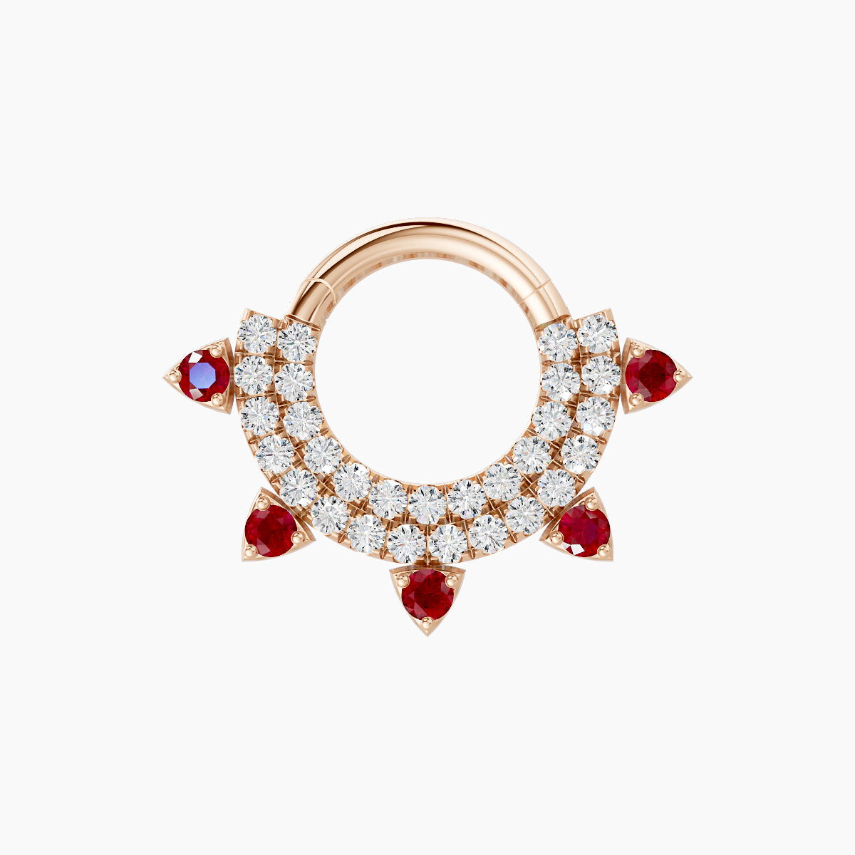 Saga | 18k Rose Gold 6.5 mm Ruby & Diamond Daith Piercing