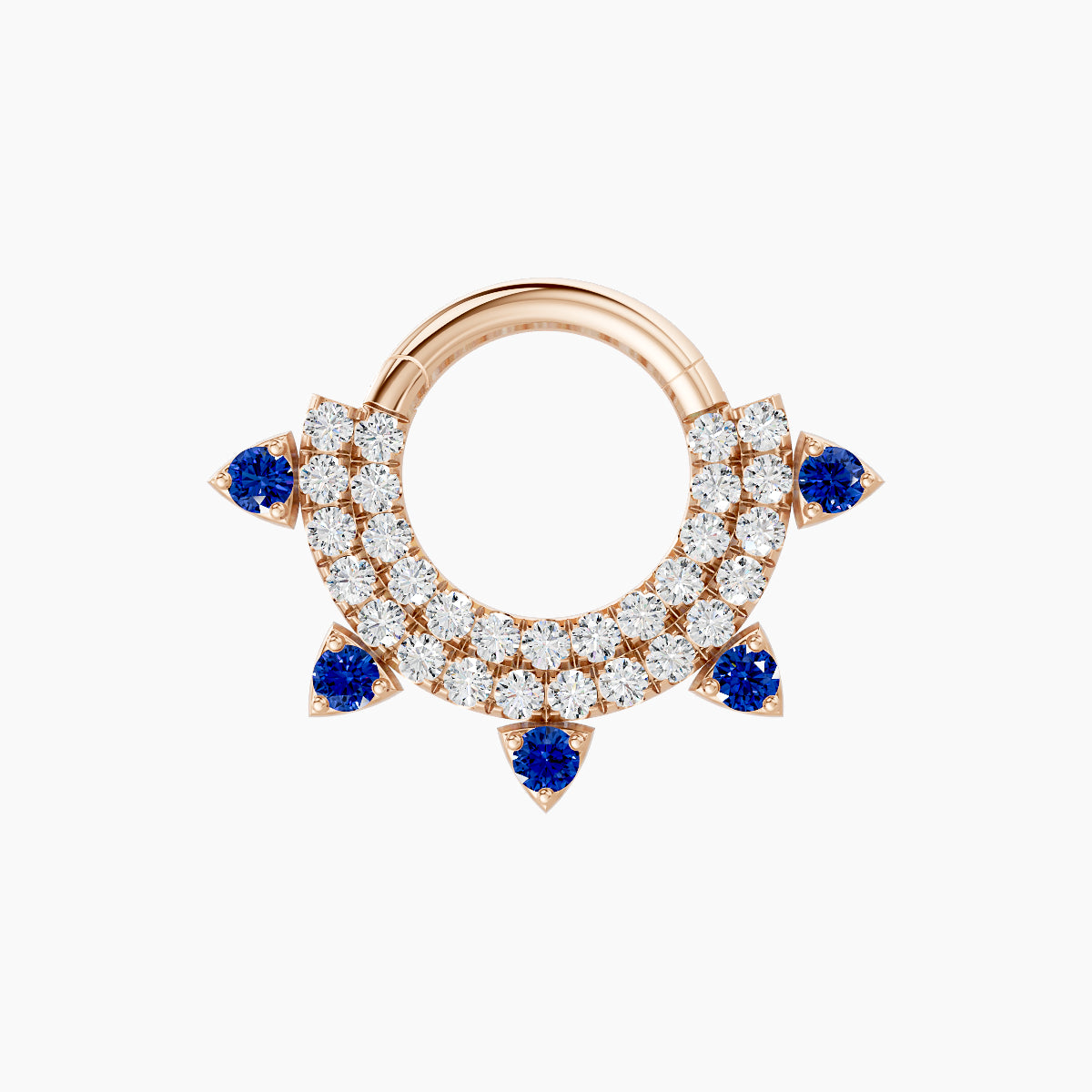 Saga | 18k Rose Gold 6.5 mm Sapphire & Diamond Daith Piercing