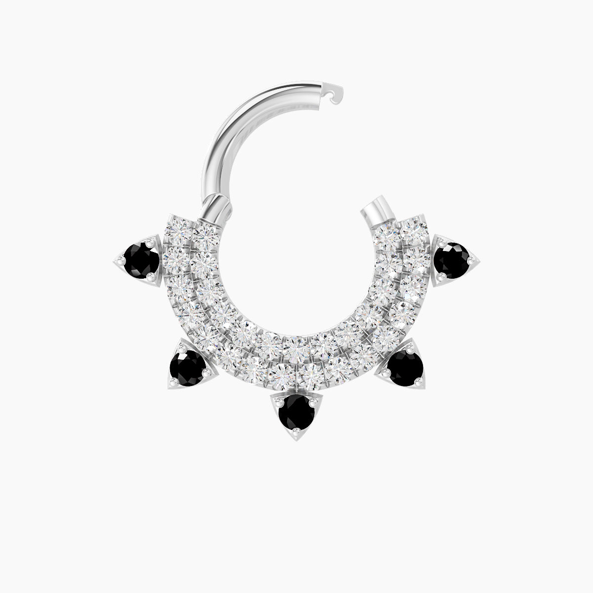Saga | 18k White Gold 6.5 mm Black Diamond & Diamond Daith Piercing