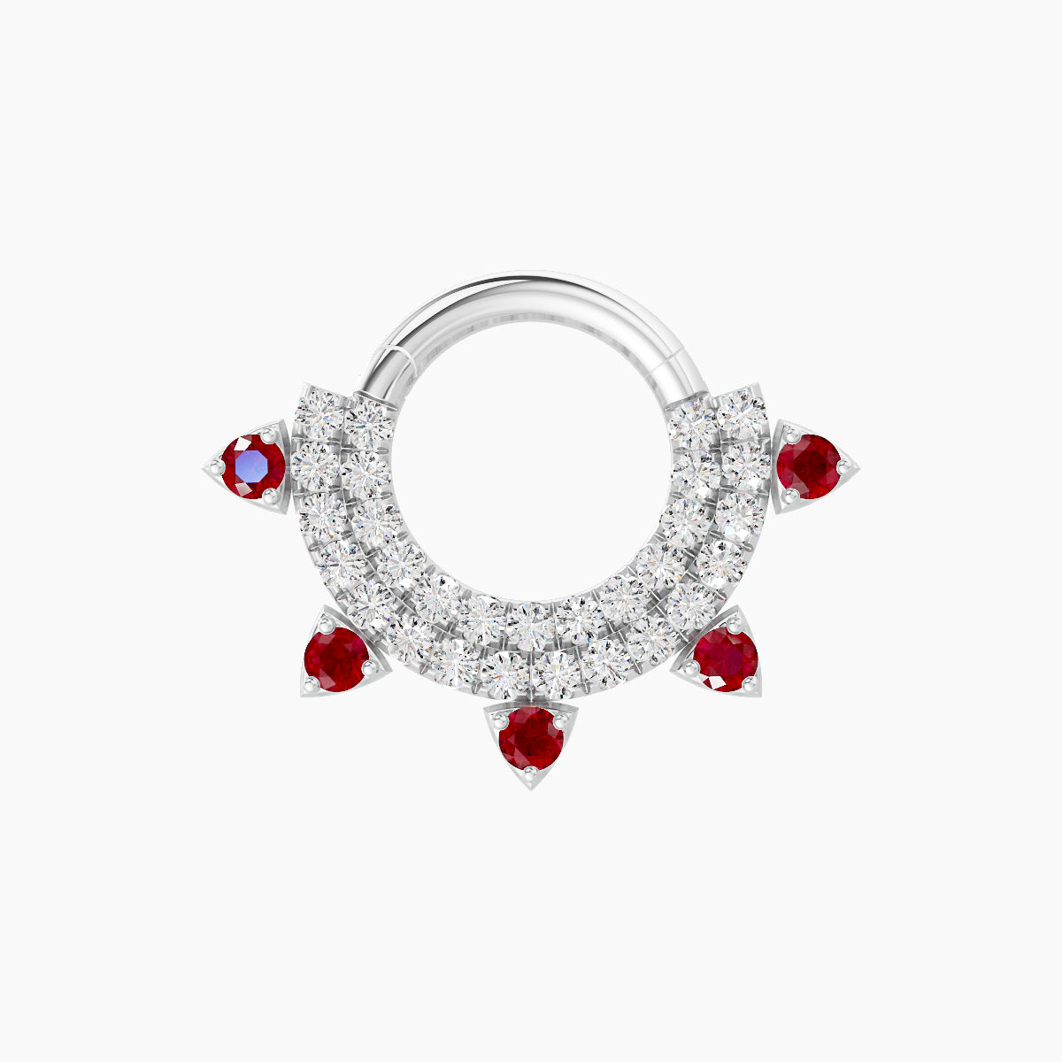 Saga | 18k White Gold 6.5 mm Ruby & Diamond Daith Piercing