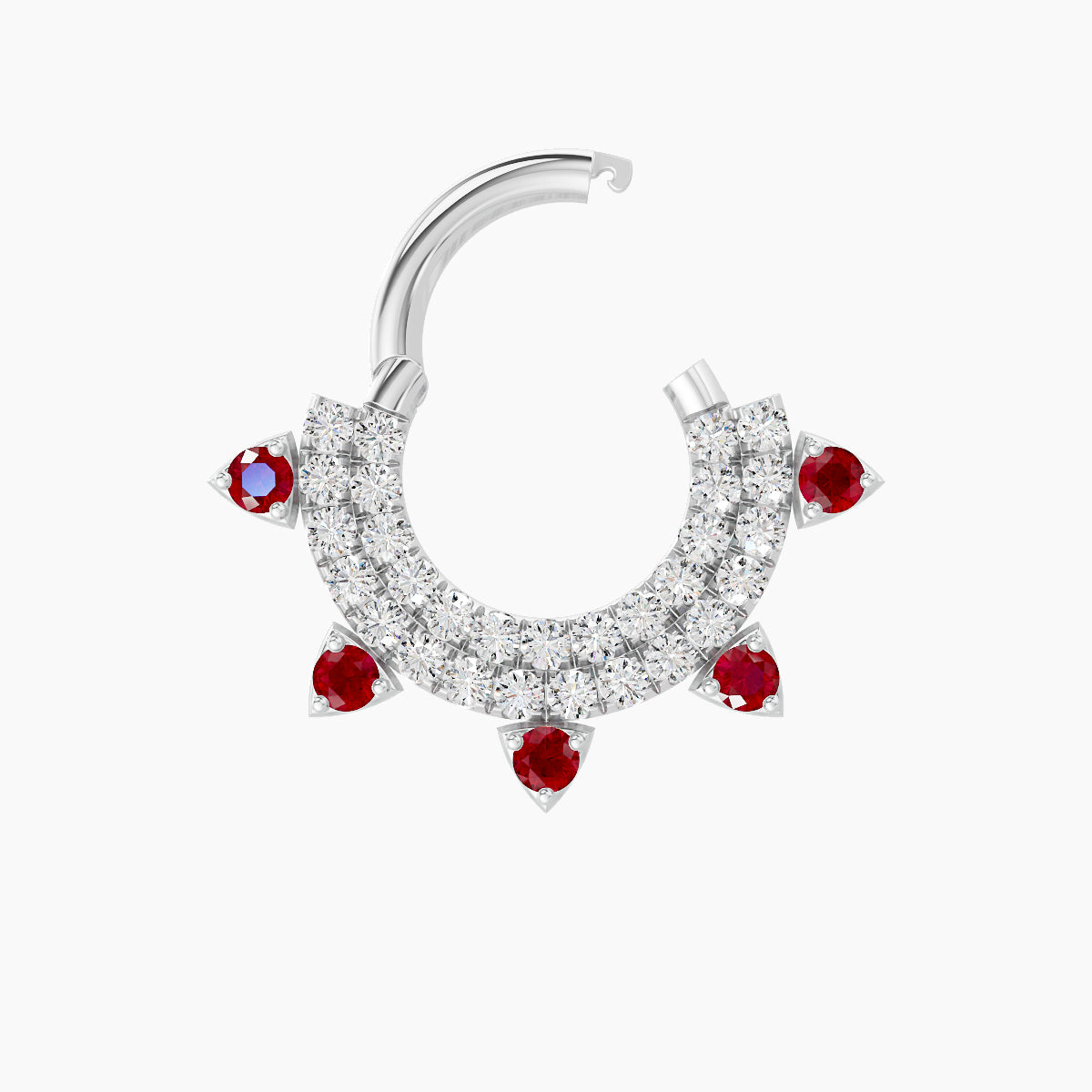 Saga | 18k White Gold 6.5 mm Ruby & Diamond Daith Piercing