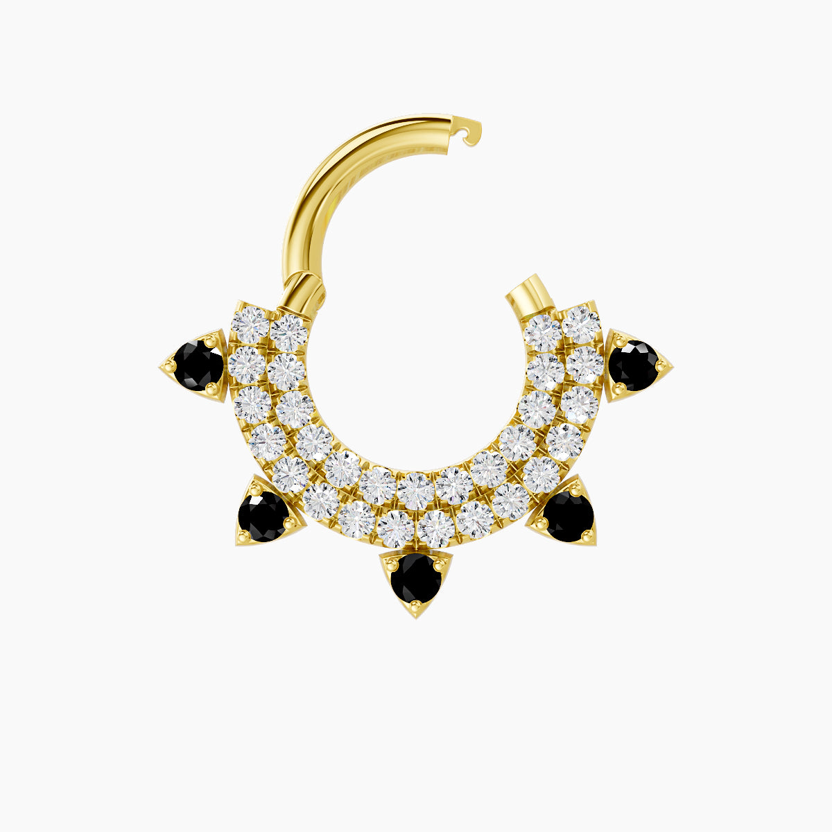 Saga | 18k Yellow Gold 6.5 mm Black Diamond & Diamond Daith Piercing