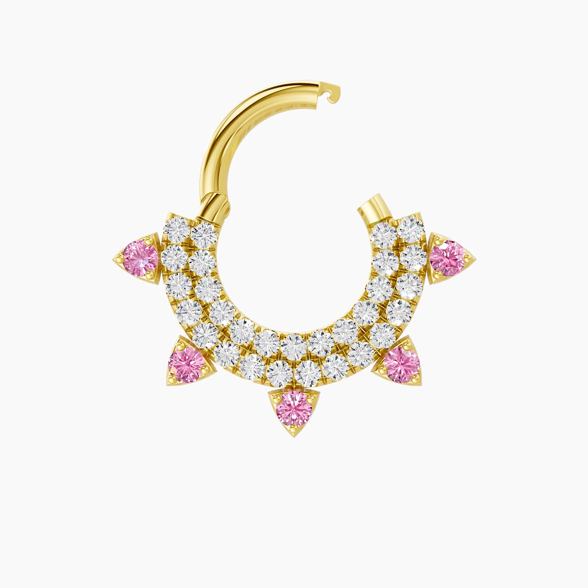 Saga | 18k Yellow Gold 6.5 mm Pink Sapphire & Diamond Daith Piercing