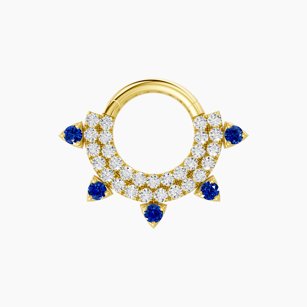 Saga | 18k Yellow Gold 6.5 mm Sapphire & Diamond Daith Piercing