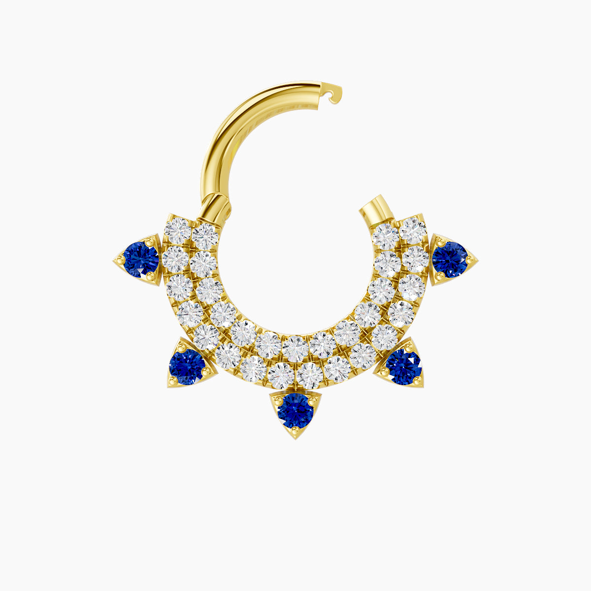 Saga | 18k Yellow Gold 6.5 mm Sapphire & Diamond Daith Piercing