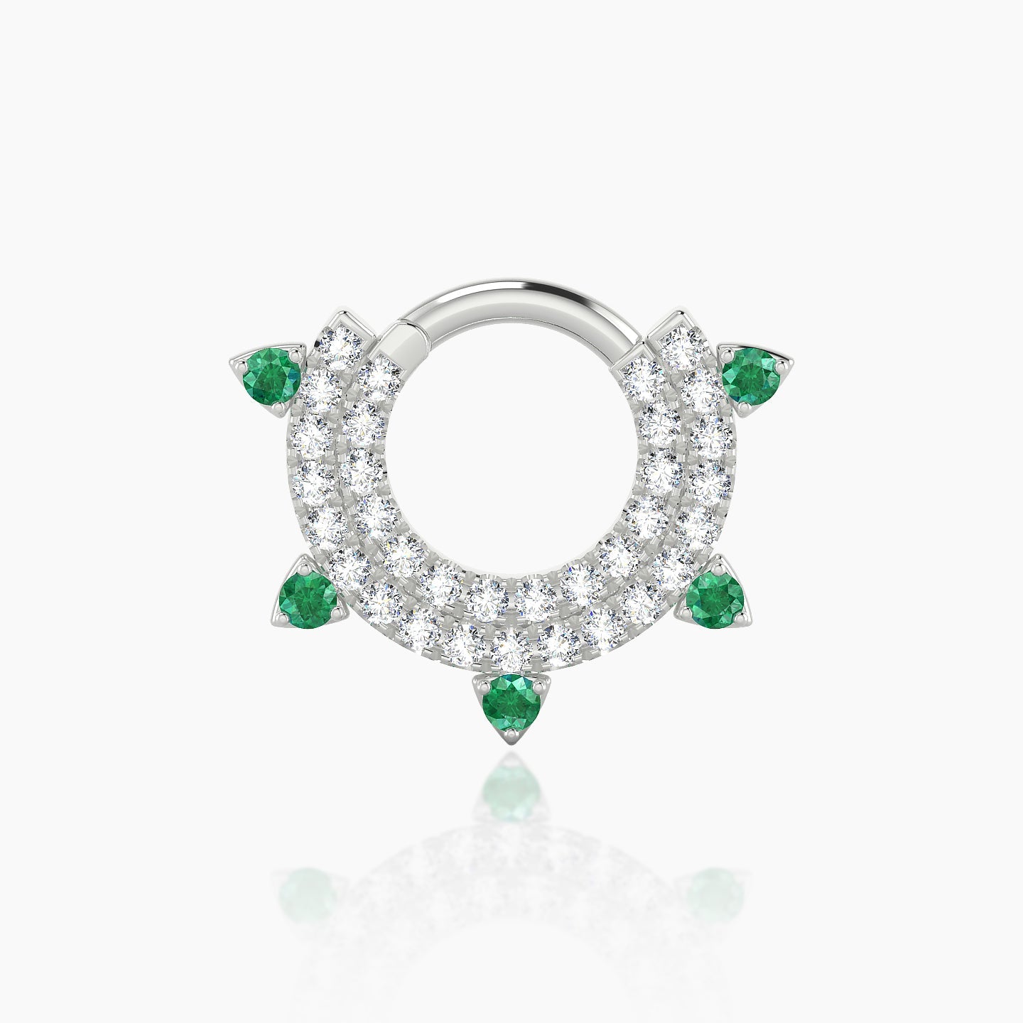 Saga | 18k White Gold 6.5 mm Emerald & Diamond Daith Piercing