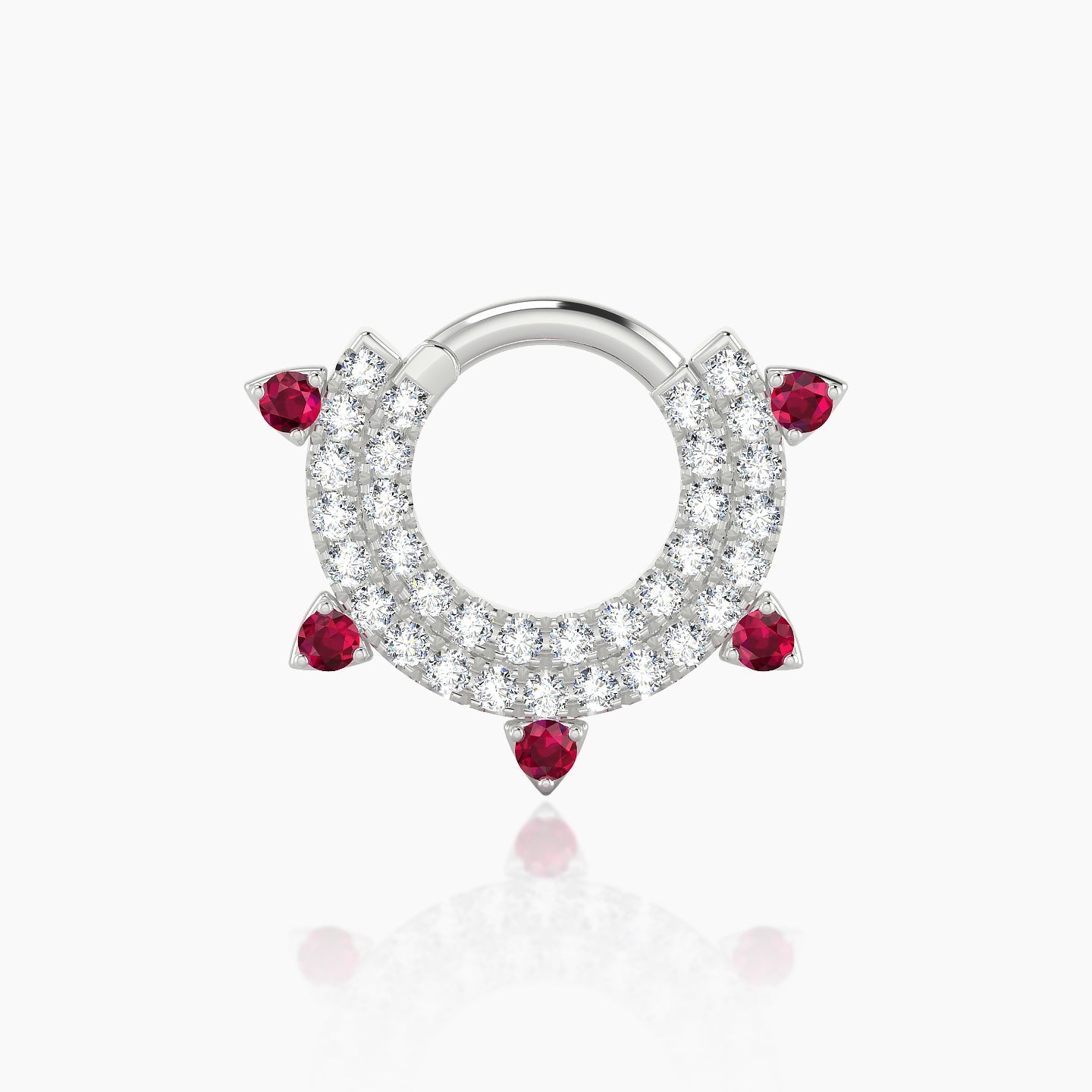 Saga | 18k White Gold 6.5 mm Ruby & Diamond Daith Piercing