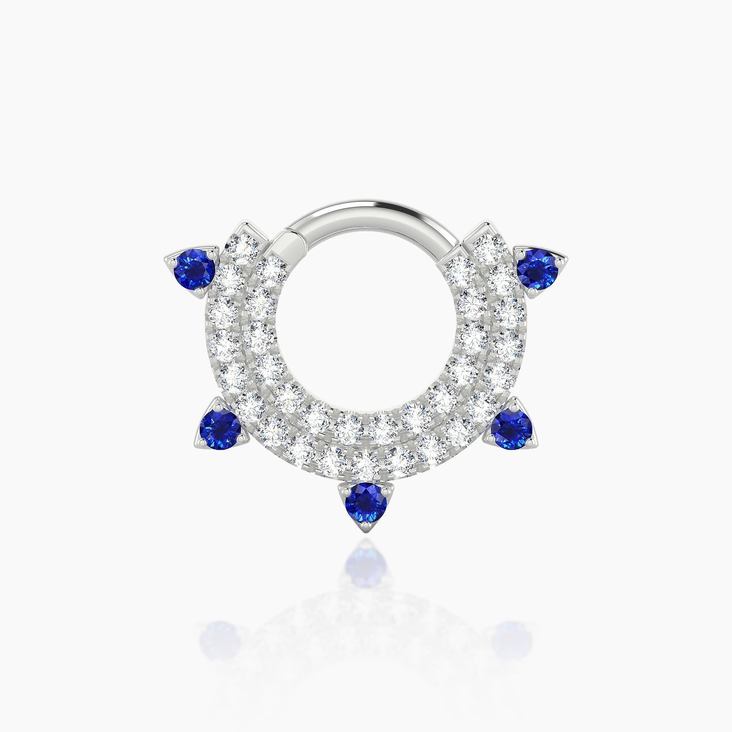 Saga | 18k White Gold 6.5 mm Sapphire & Diamond Daith Piercing