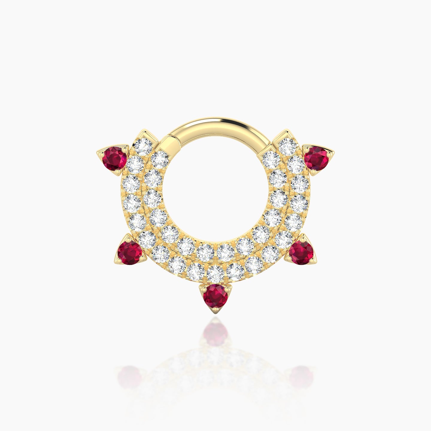 Saga | 18k Yellow Gold 6.5 mm Ruby & Diamond Daith Piercing