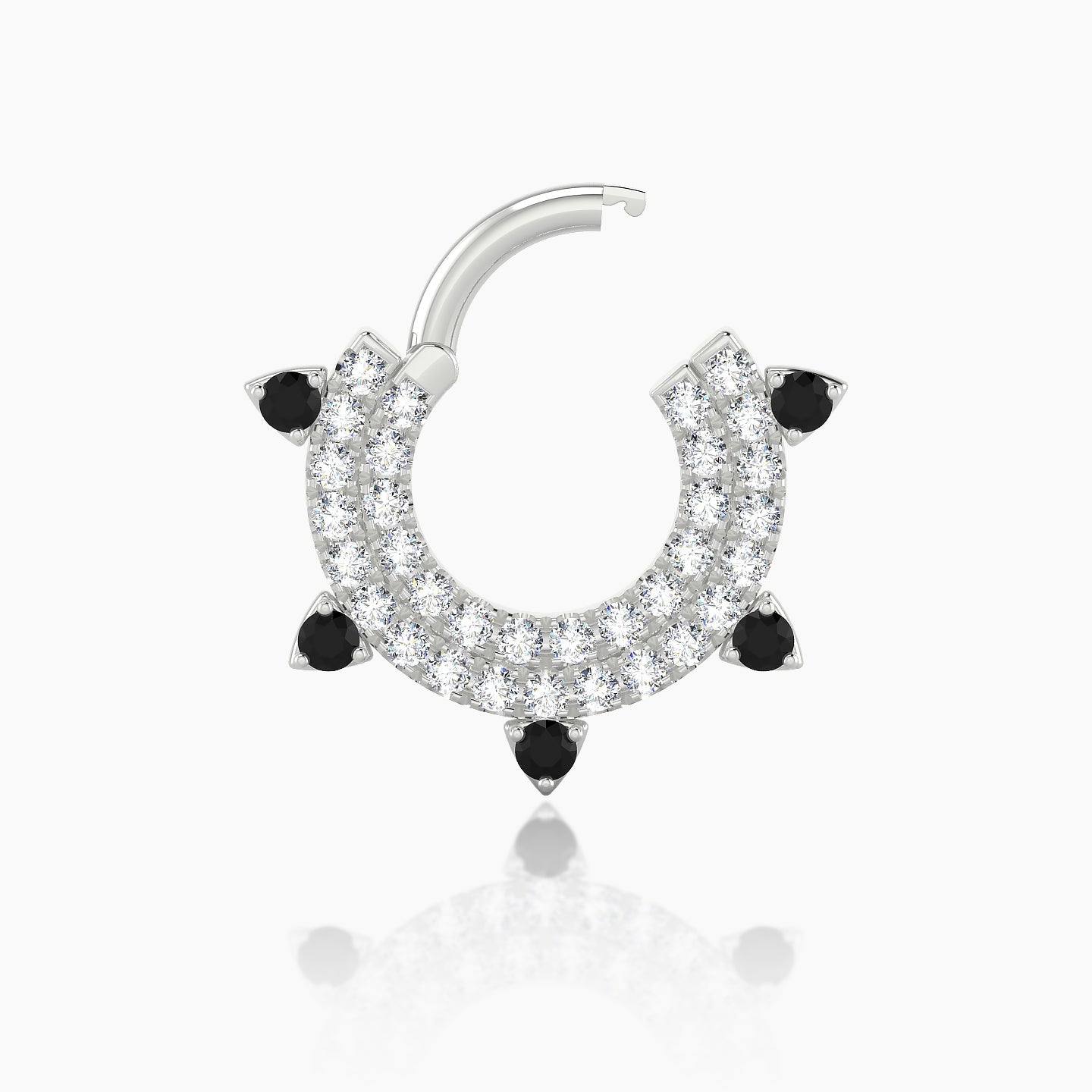 Saga | 18k White Gold 6.5 mm Black Diamond & Diamond Daith Piercing