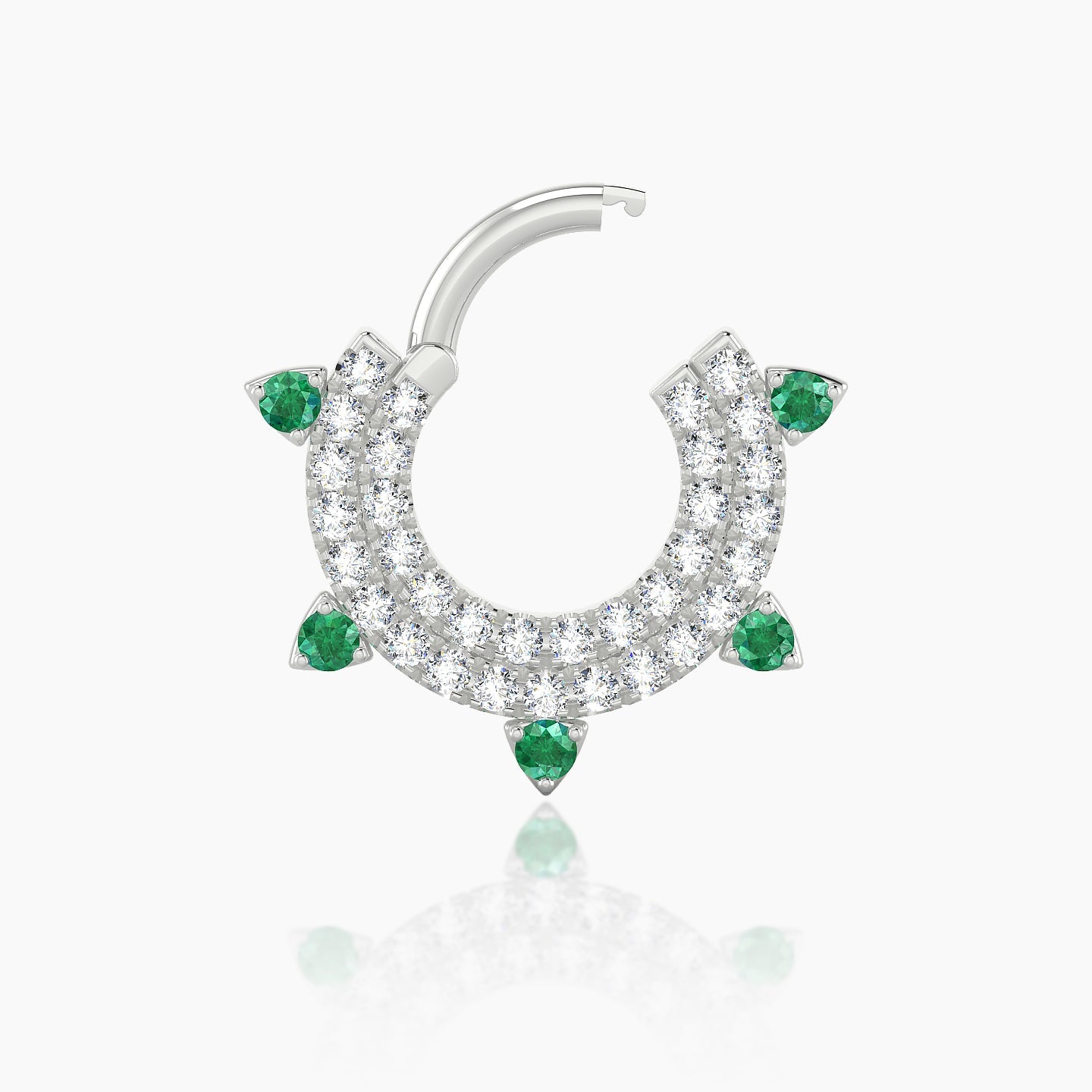 Saga | 18k White Gold 6.5 mm Emerald & Diamond Daith Piercing