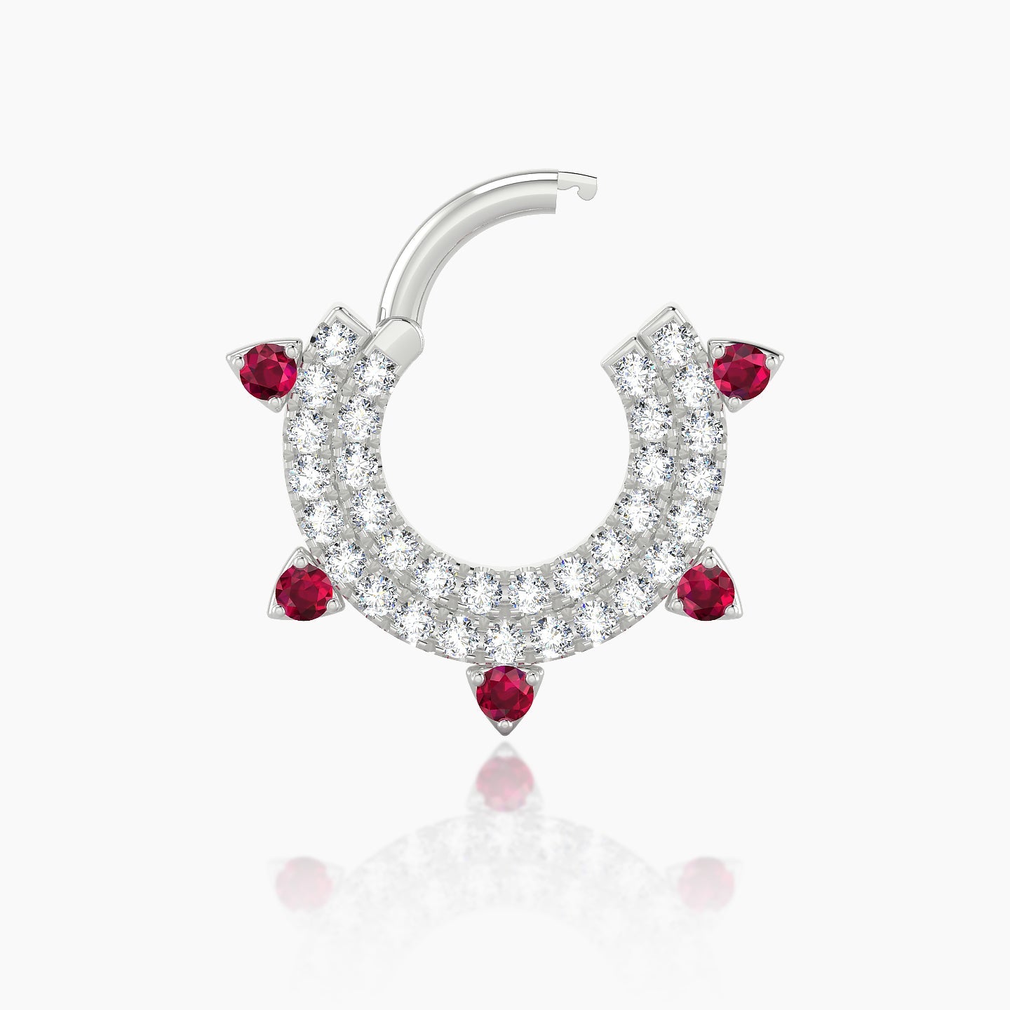 Saga | 18k White Gold 6.5 mm Ruby & Diamond Daith Piercing