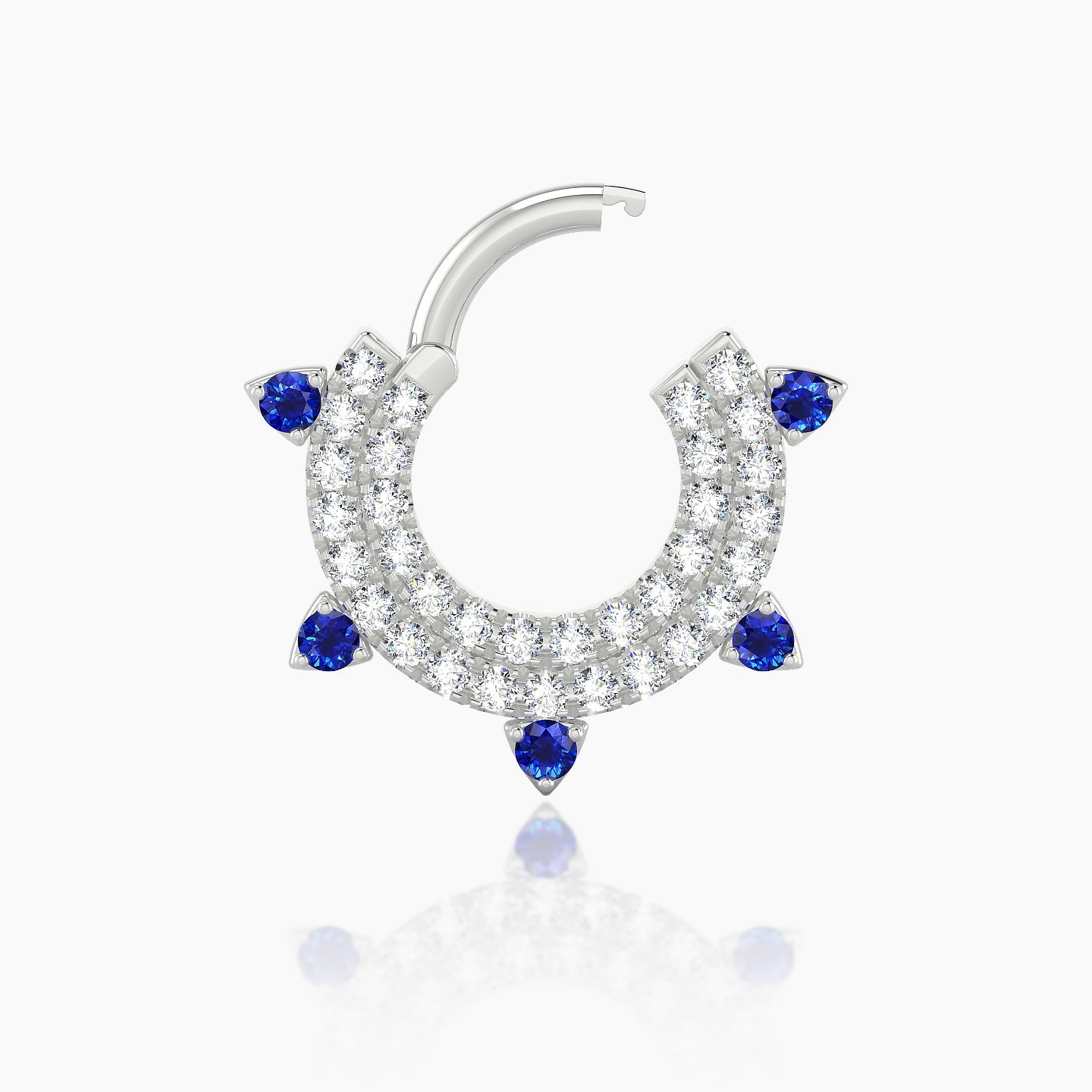 Saga | 18k White Gold 6.5 mm Sapphire & Diamond Daith Piercing