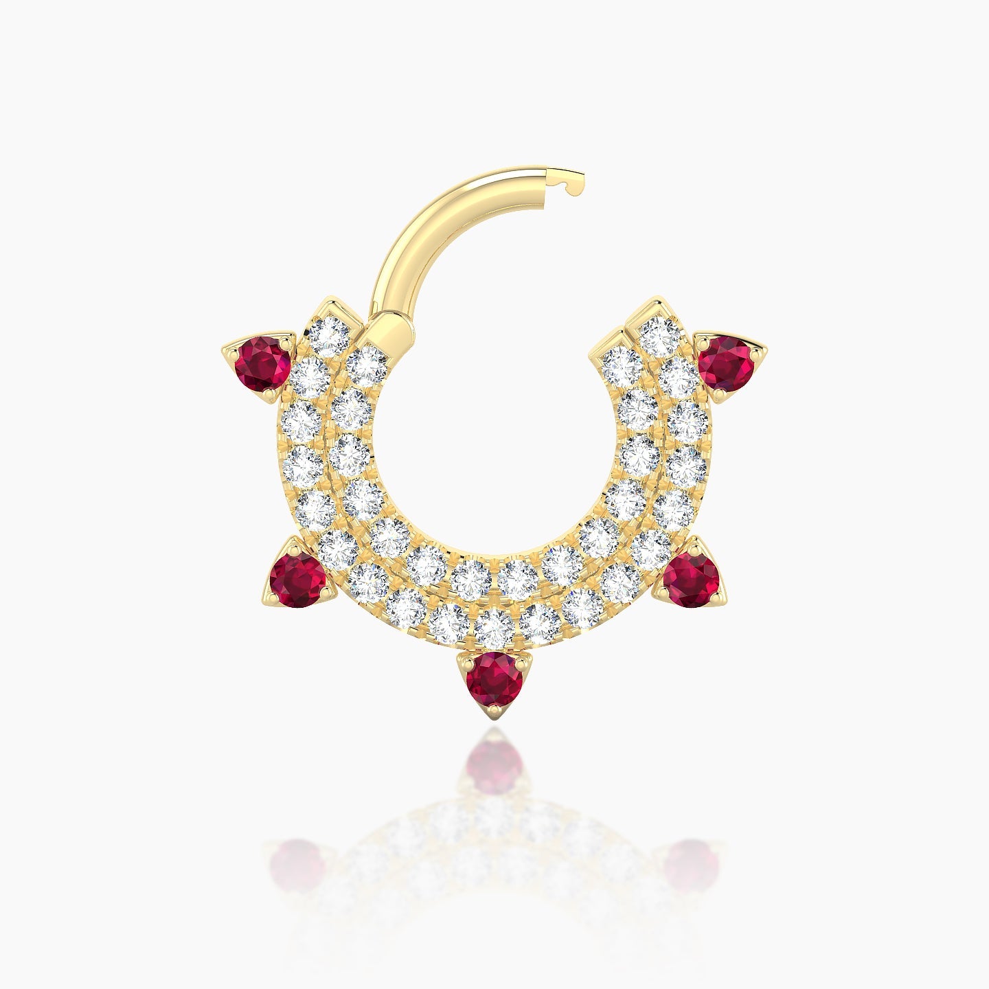 Saga | 18k Yellow Gold 6.5 mm Ruby & Diamond Daith Piercing