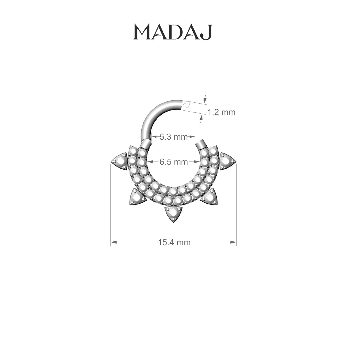 Saga | 18k White Gold 6.5 mm Emerald & Diamond Daith Piercing