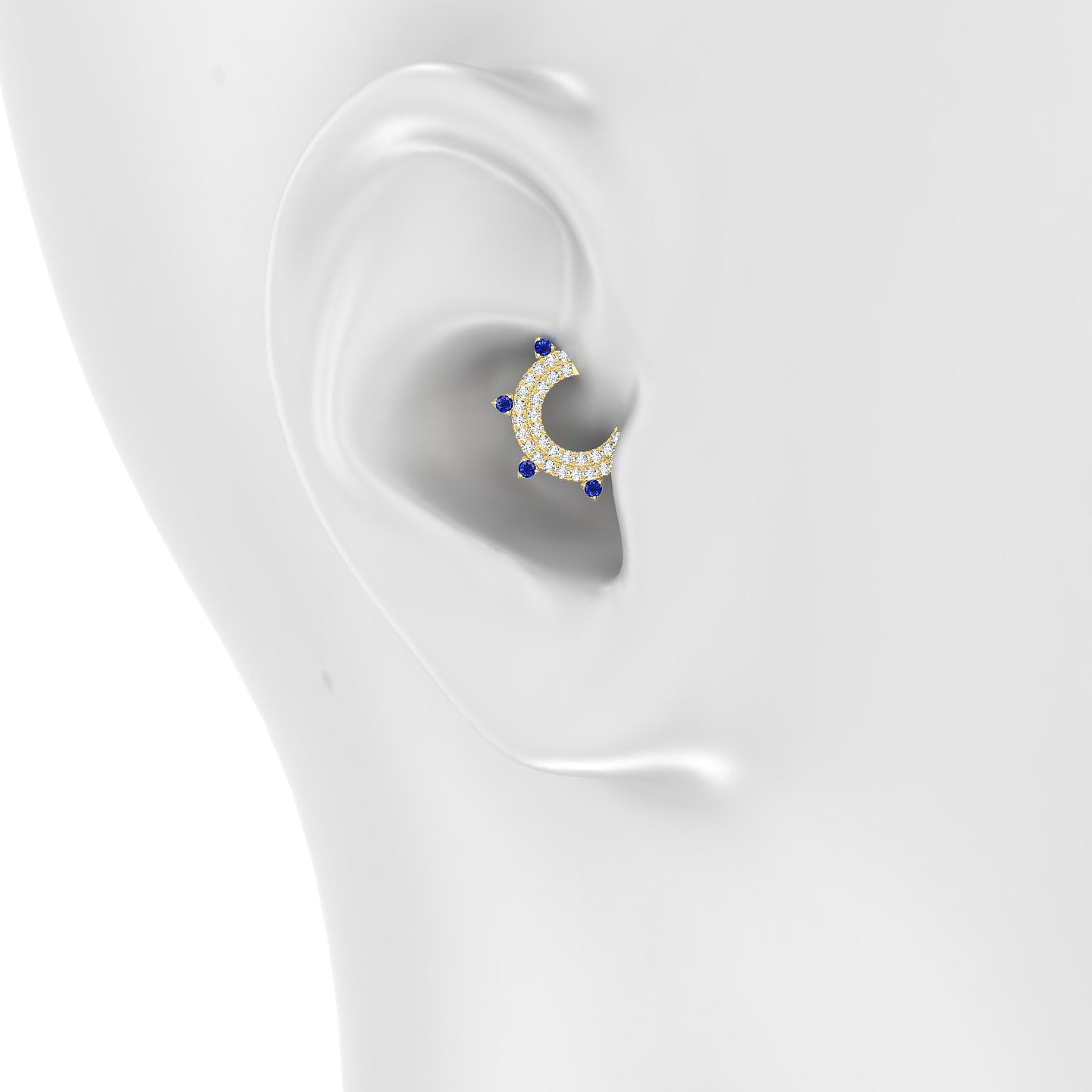 Saga | 18k Yellow Gold 6.5 mm Sapphire & Diamond Daith Piercing