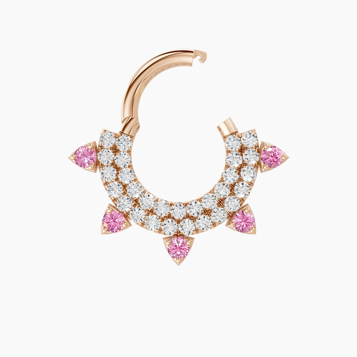Saga | 18k Rose Gold 6.5 mm Pink Sapphire & Diamond Septum Piercing