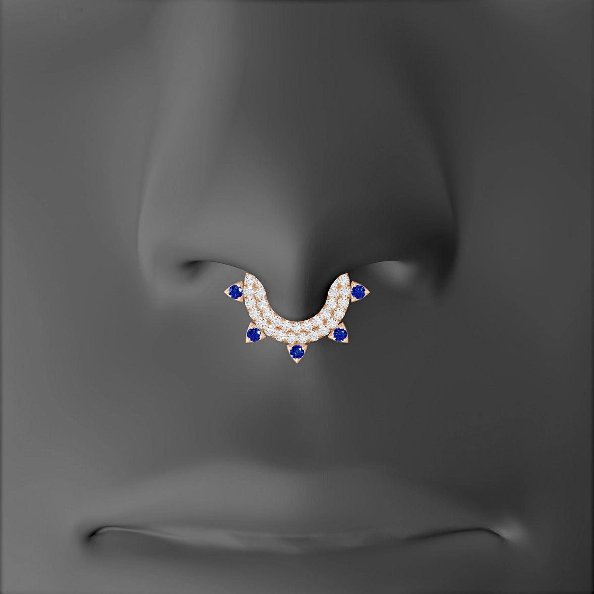 Saga | 18k Rose Gold 6.5 mm Sapphire & Diamond Septum Piercing
