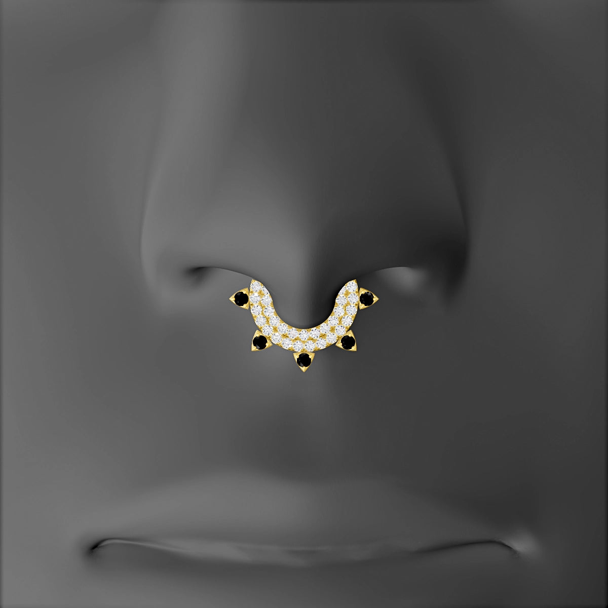Saga | 18k Yellow Gold 6.5 mm Black Diamond & Diamond Septum Piercing