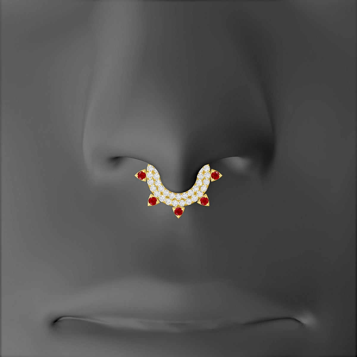 Saga | 18k Yellow Gold 6.5 mm Ruby & Diamond Septum Piercing