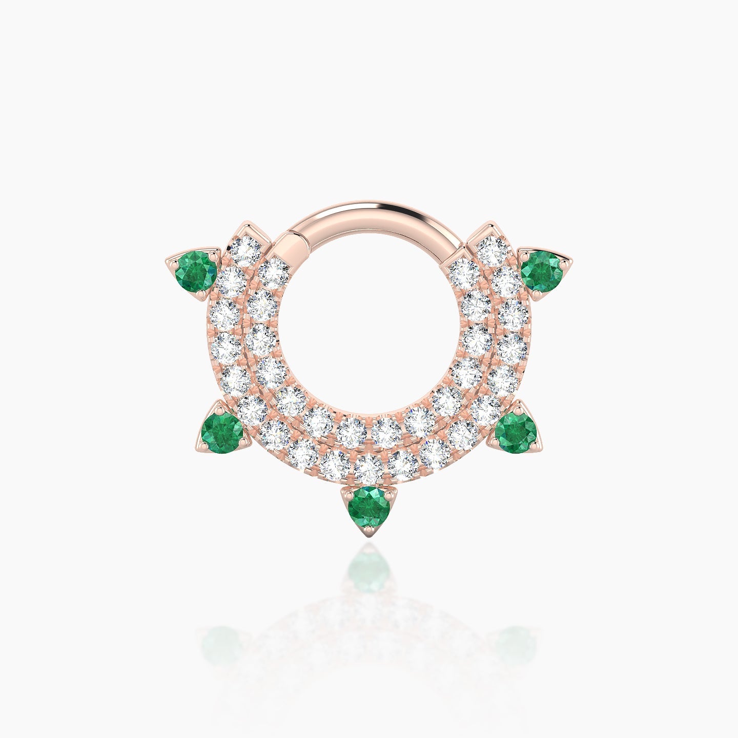 Saga | 18k Rose Gold 6.5 mm Emerald & Diamond Septum Piercing