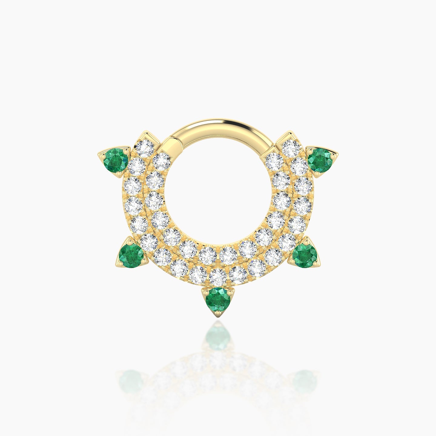 Saga | 18k Yellow Gold 6.5 mm Emerald & Diamond Septum Piercing