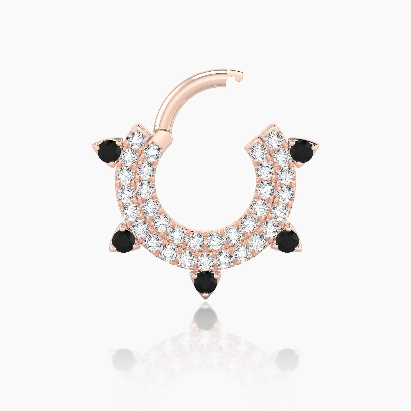 Saga | 18k Rose Gold 6.5 mm Black Diamond & Diamond Septum Piercing