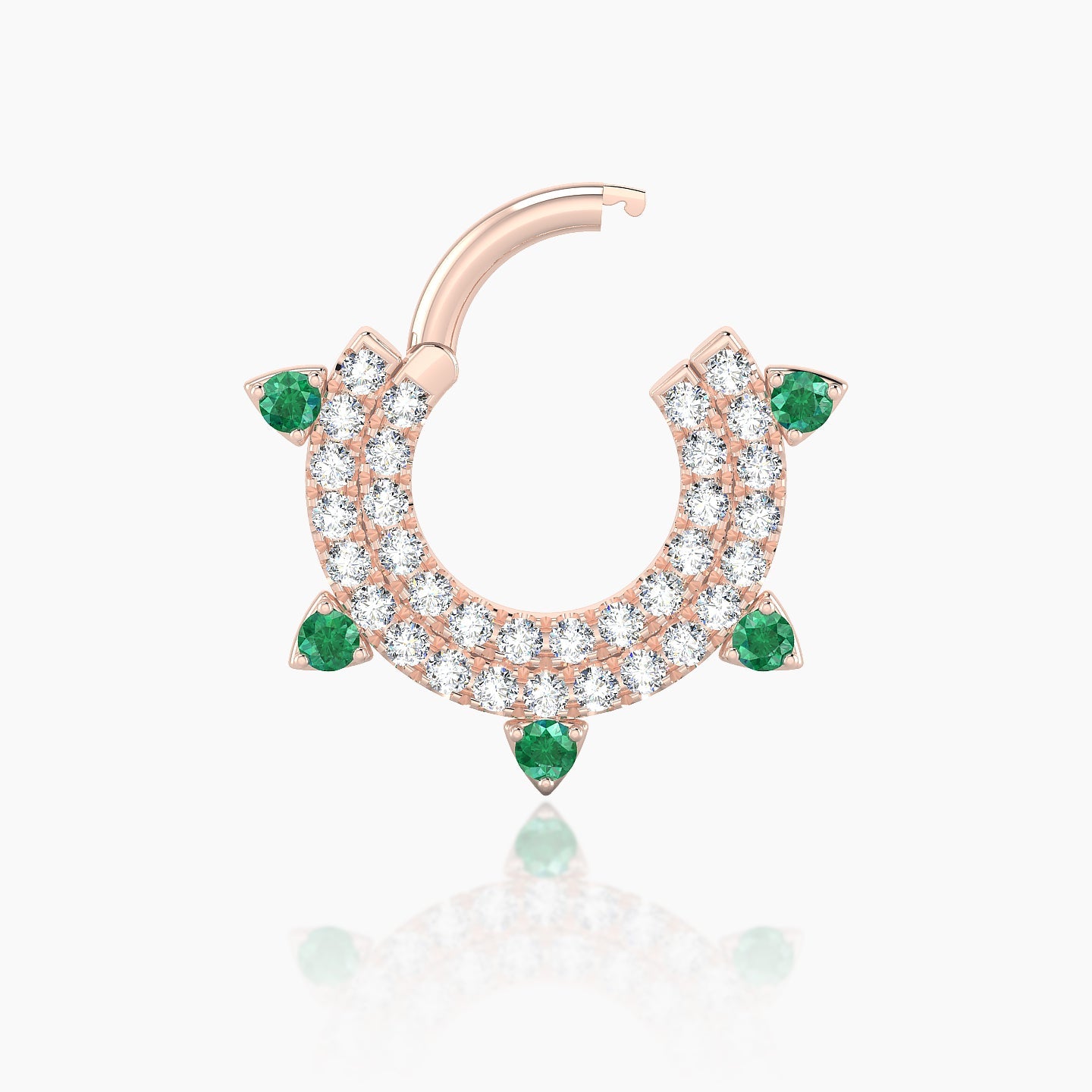 Saga | 18k Rose Gold 6.5 mm Emerald & Diamond Septum Piercing