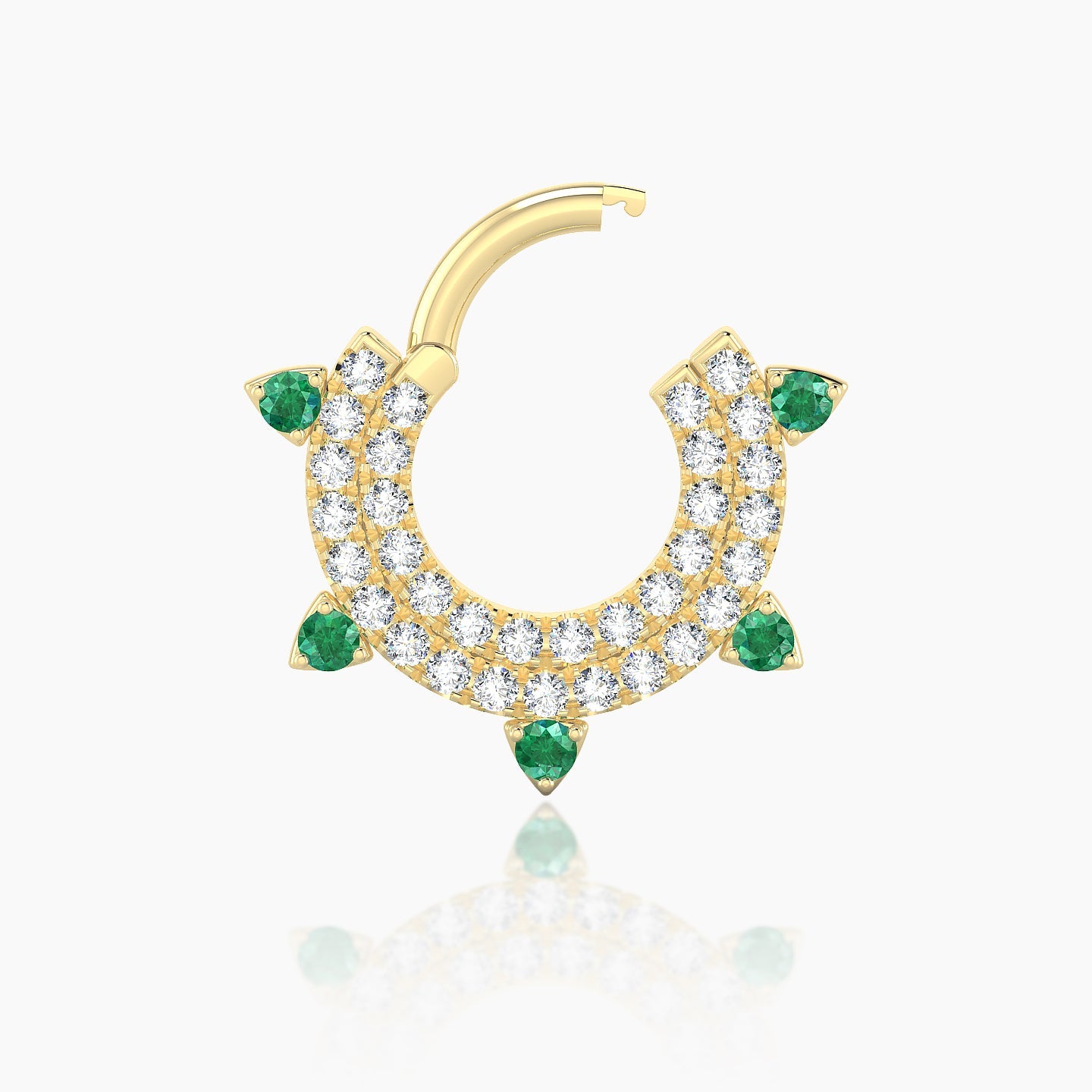 Saga | 18k Yellow Gold 6.5 mm Emerald & Diamond Septum Piercing