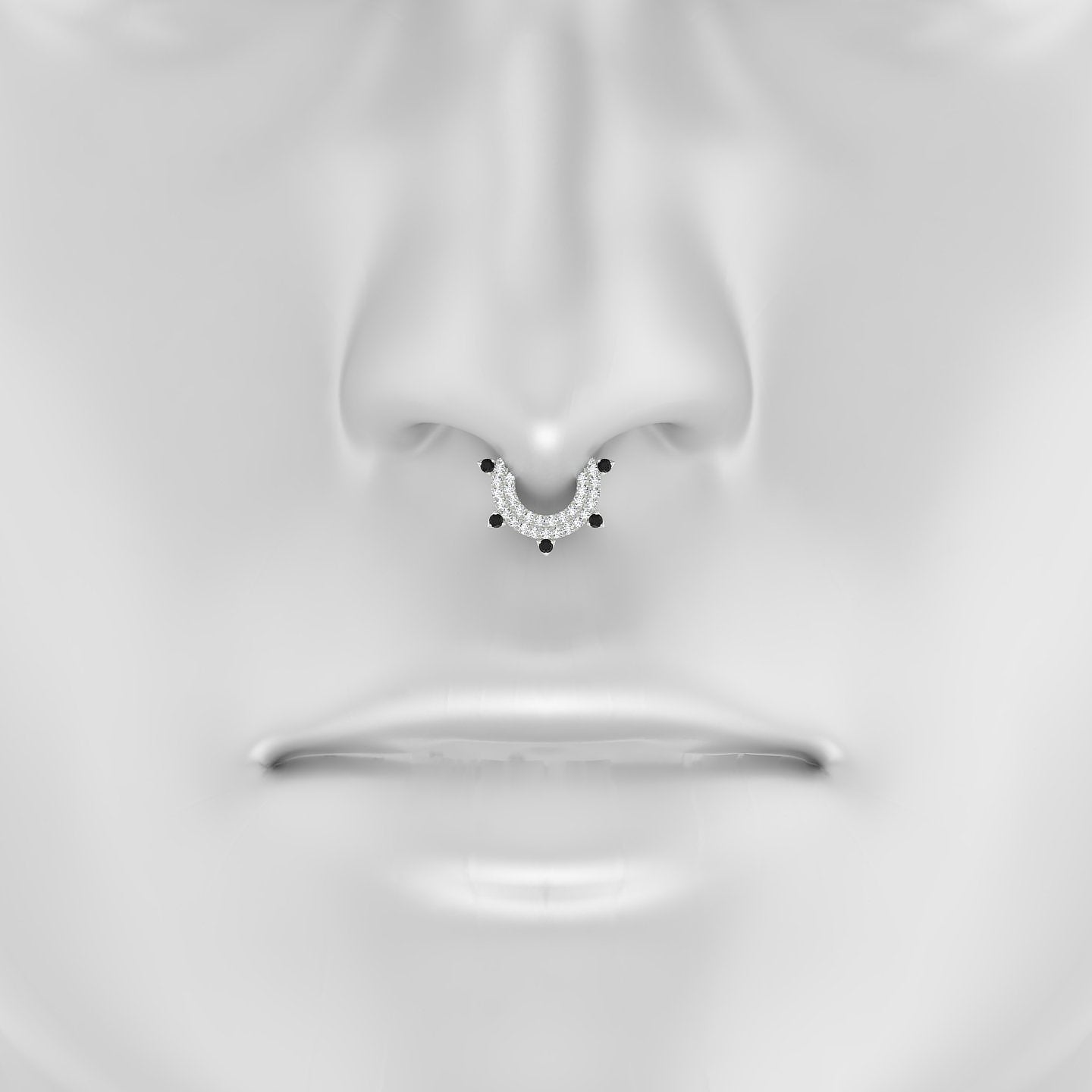 Saga | 18k White Gold 6.5 mm Black Diamond & Diamond Septum Piercing