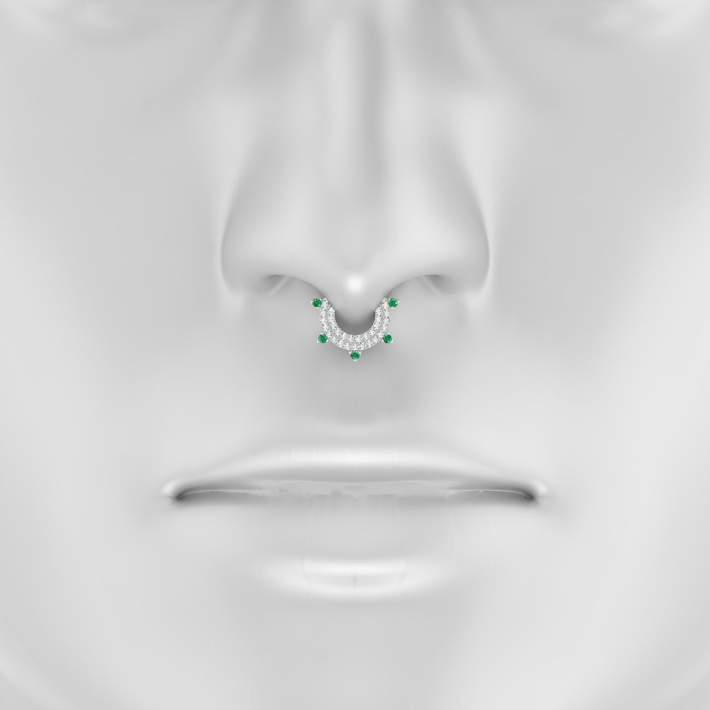 Saga | 18k White Gold 6.5 mm Emerald & Diamond Septum Piercing