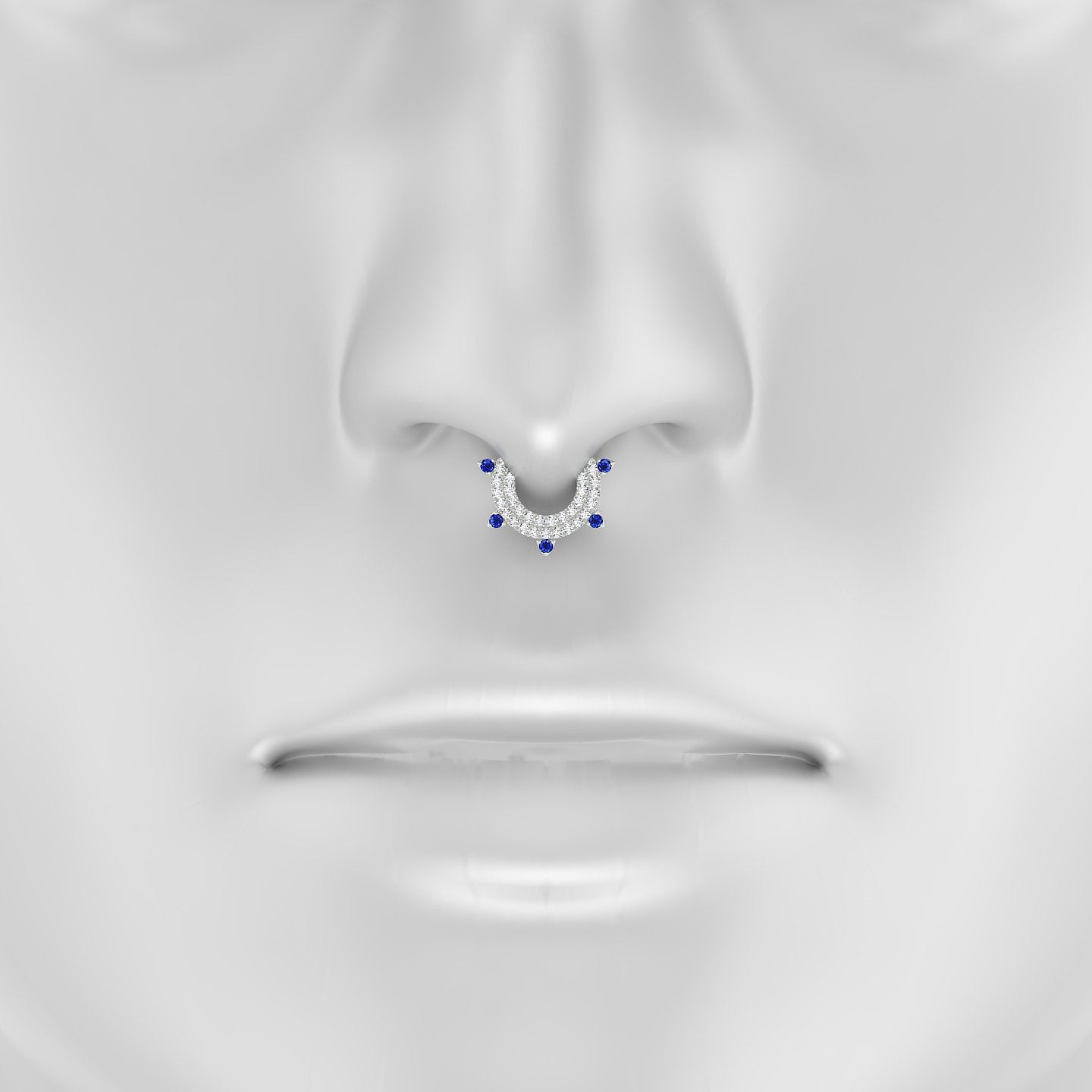 Saga | 18k White Gold 6.5 mm Sapphire & Diamond Septum Piercing