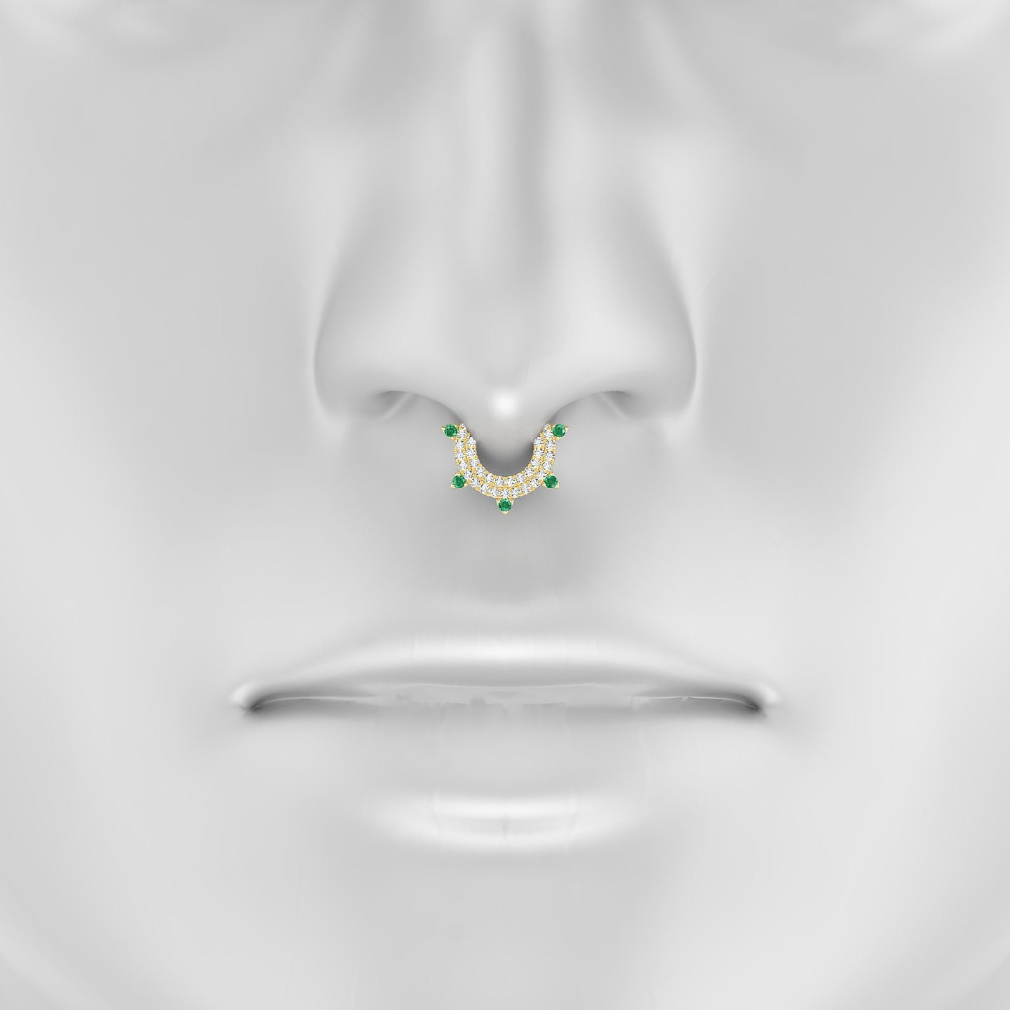 Saga | 18k Yellow Gold 6.5 mm Emerald & Diamond Septum Piercing