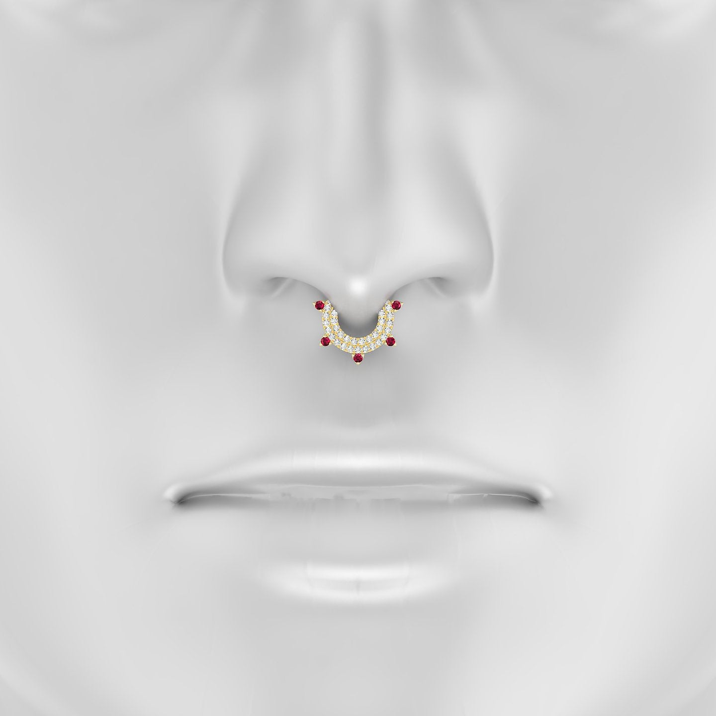 Saga | 18k Yellow Gold 6.5 mm Ruby & Diamond Septum Piercing