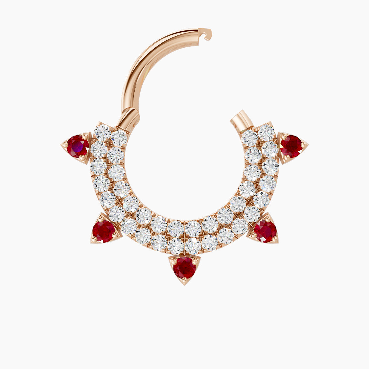 Saga | 18k Rose Gold 8 mm Ruby & Diamond Daith Piercing