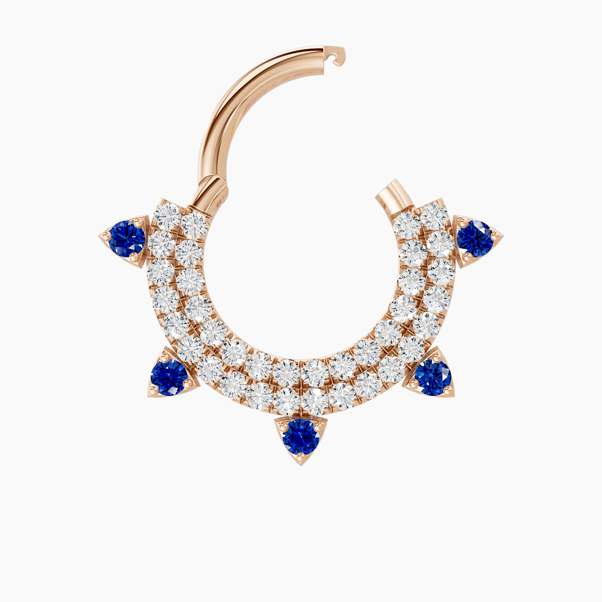 Saga | 18k Rose Gold 8 mm Sapphire & Diamond Daith Piercing