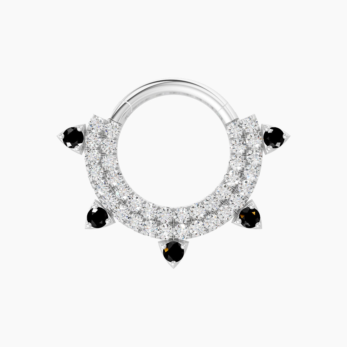 Saga | 18k White Gold 8 mm Black Diamond & Diamond Daith Piercing