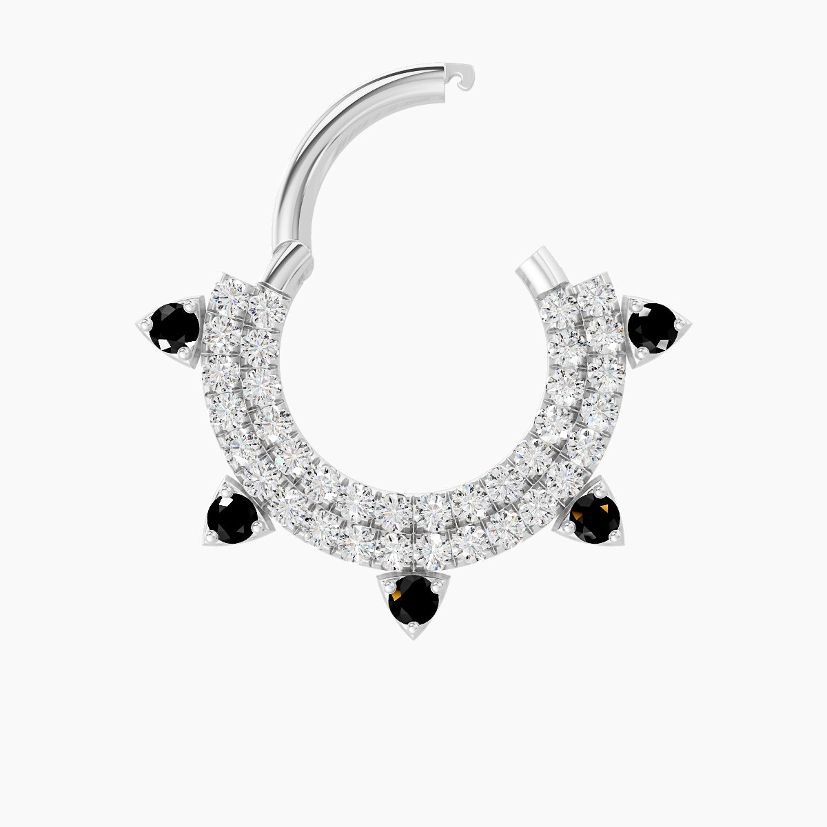 Saga | 18k White Gold 8 mm Black Diamond & Diamond Daith Piercing