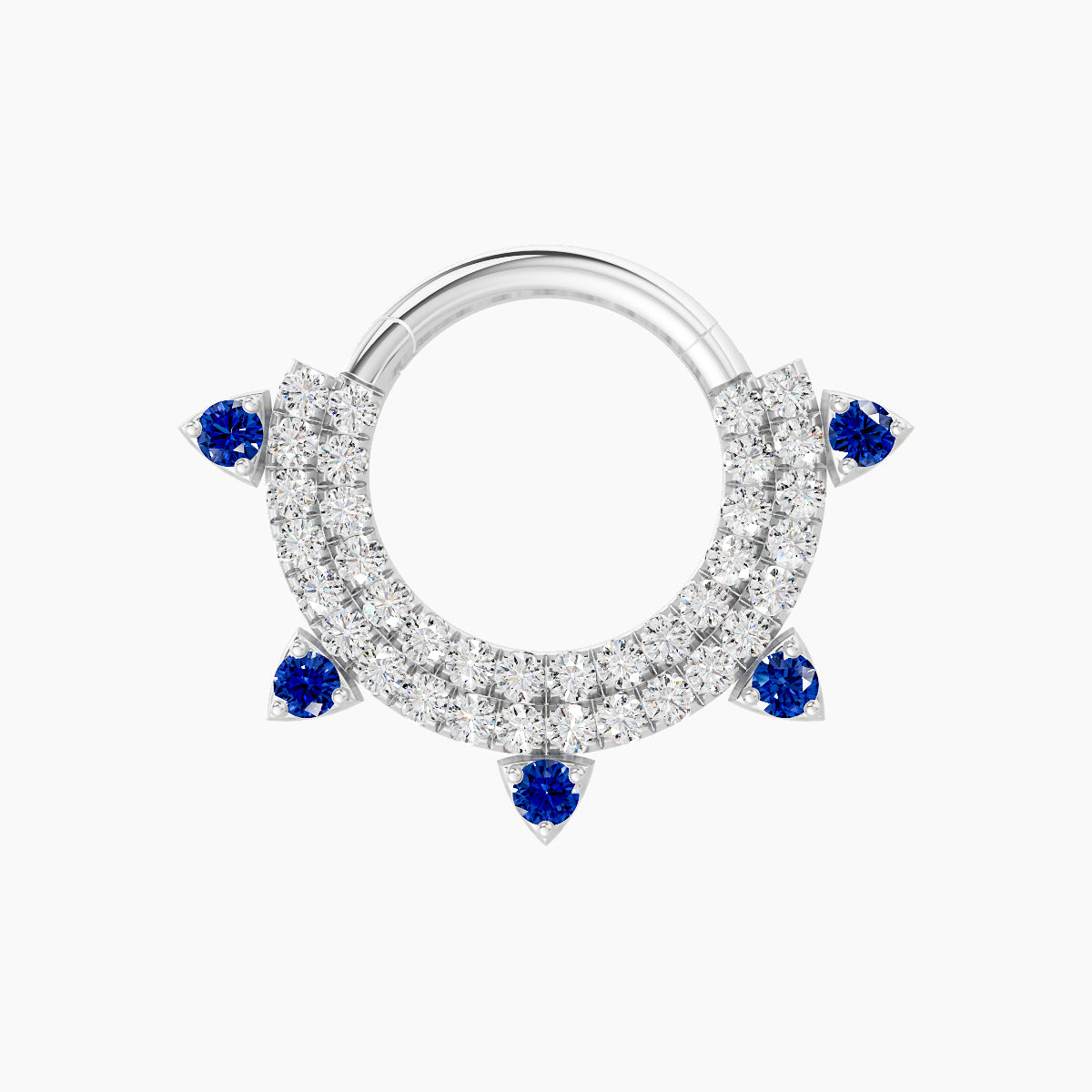 Saga | 18k White Gold 8 mm Sapphire & Diamond Daith Piercing