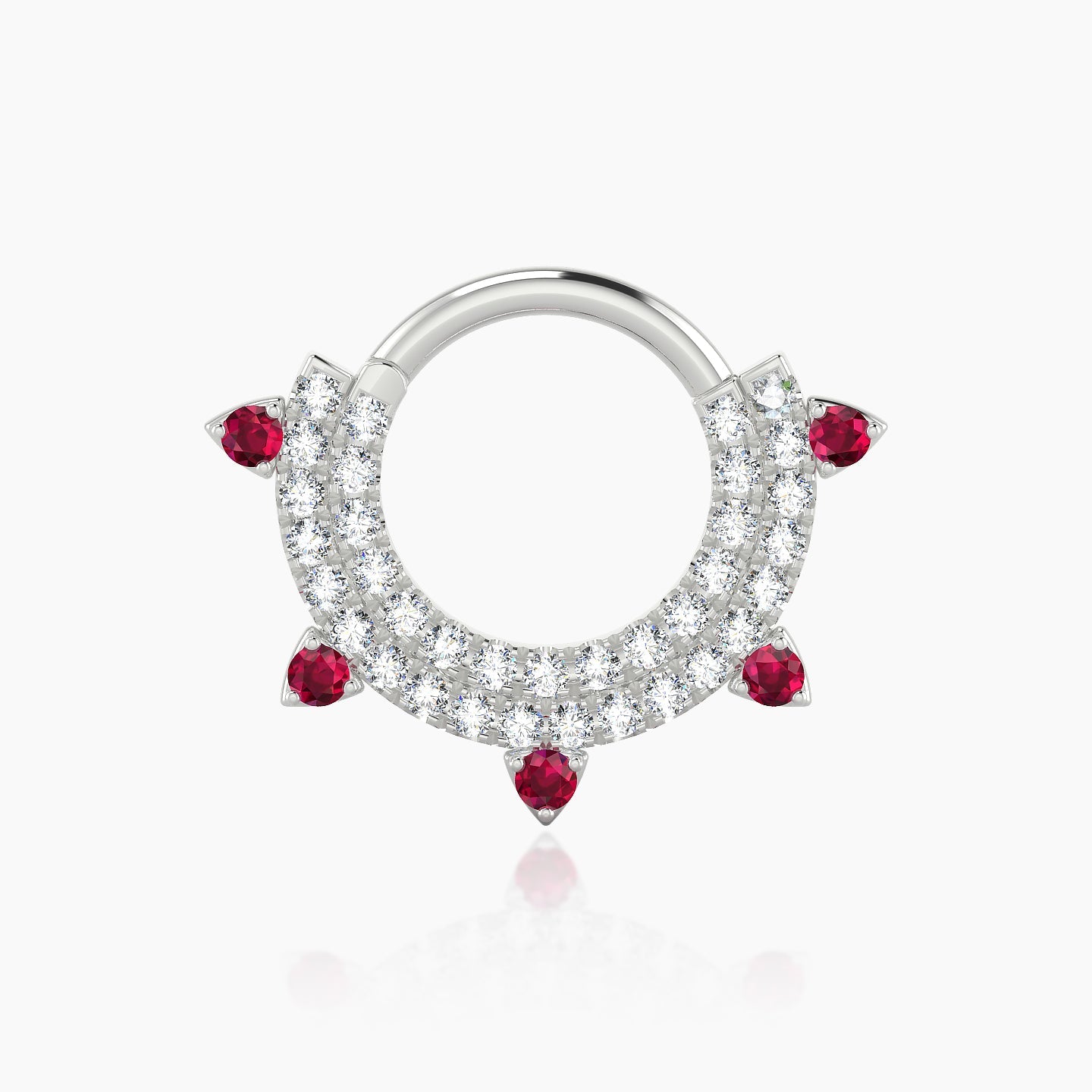 Saga | 18k White Gold 8 mm Ruby & Diamond Daith Piercing