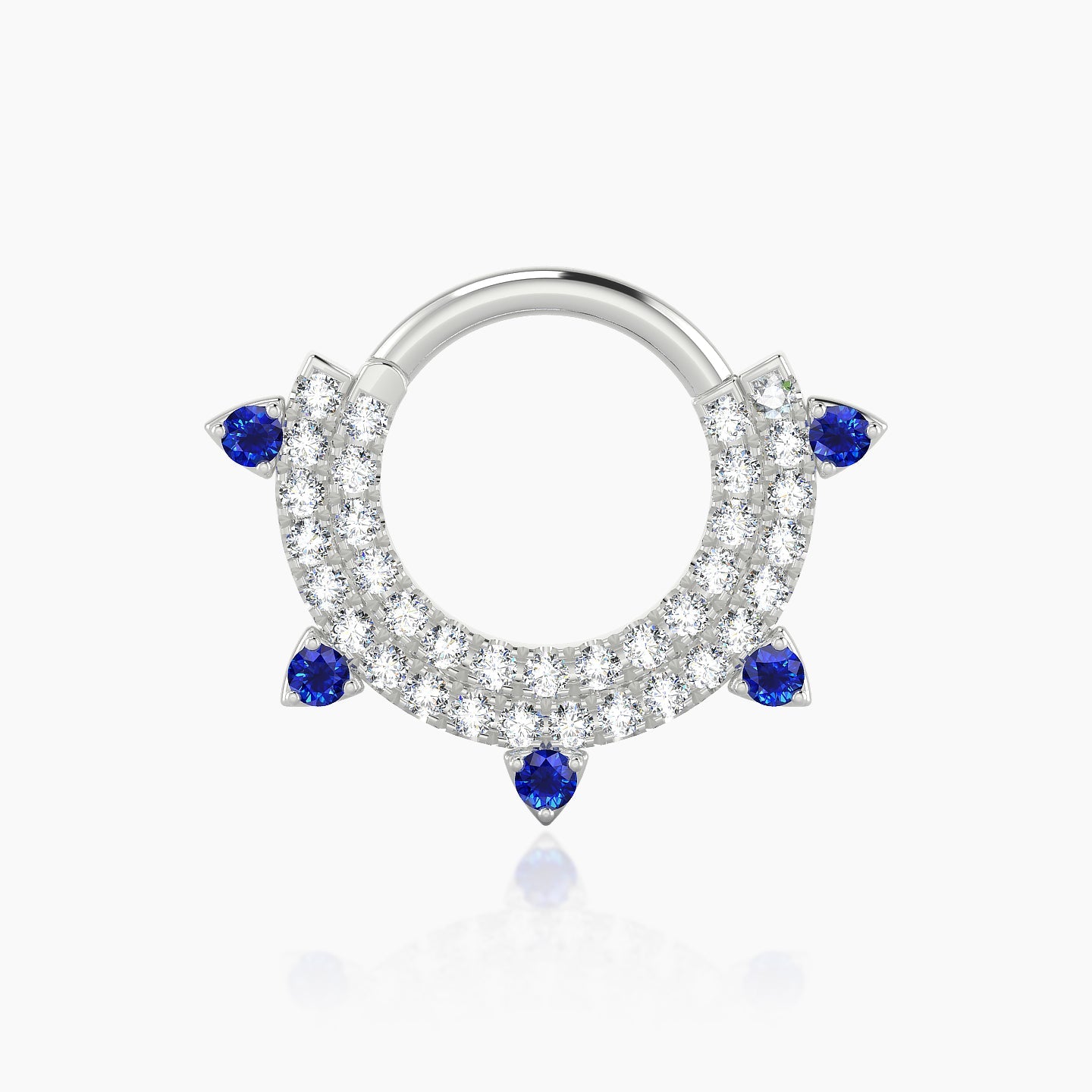 Saga | 18k White Gold 8 mm Sapphire & Diamond Daith Piercing