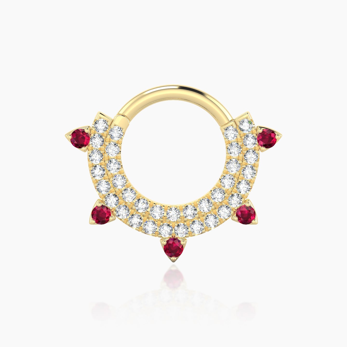 Saga | 18k Yellow Gold 8 mm Ruby & Diamond Daith Piercing