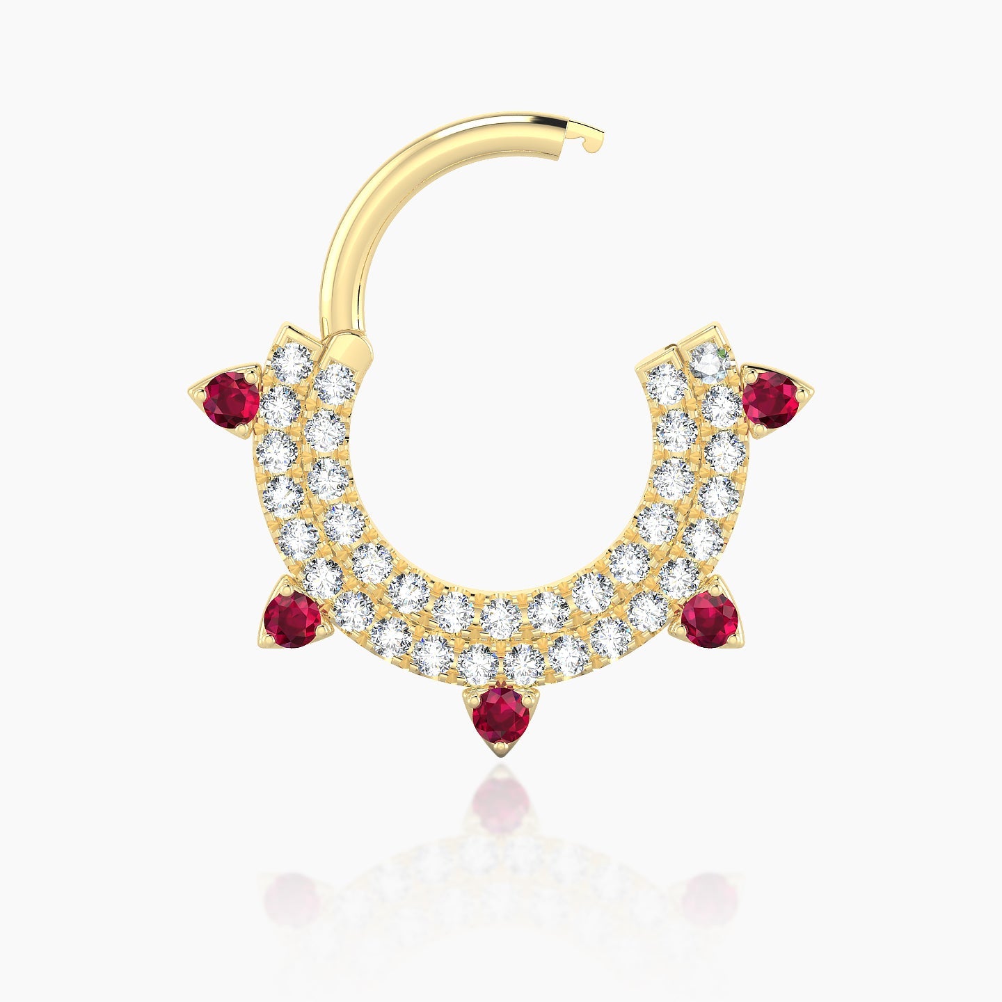 Saga | 18k Yellow Gold 8 mm Ruby & Diamond Daith Piercing