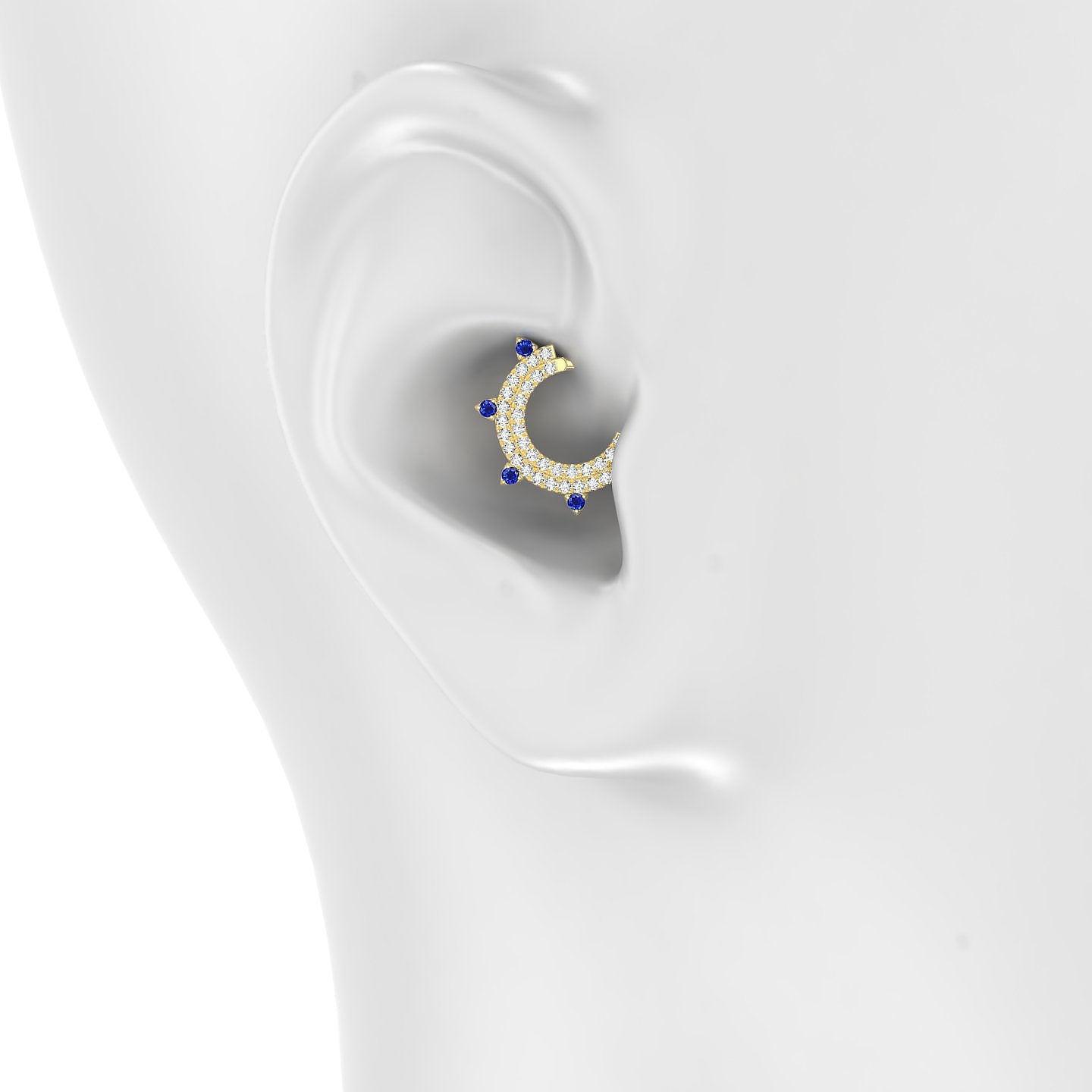 Saga | 18k Yellow Gold 8 mm Sapphire & Diamond Daith Piercing