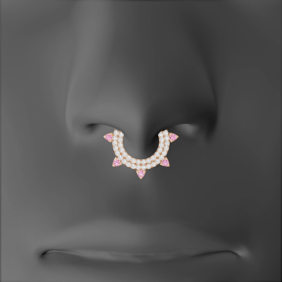 Saga | 18k Rose Gold 8 mm Pink Sapphire & Diamond Septum Piercing