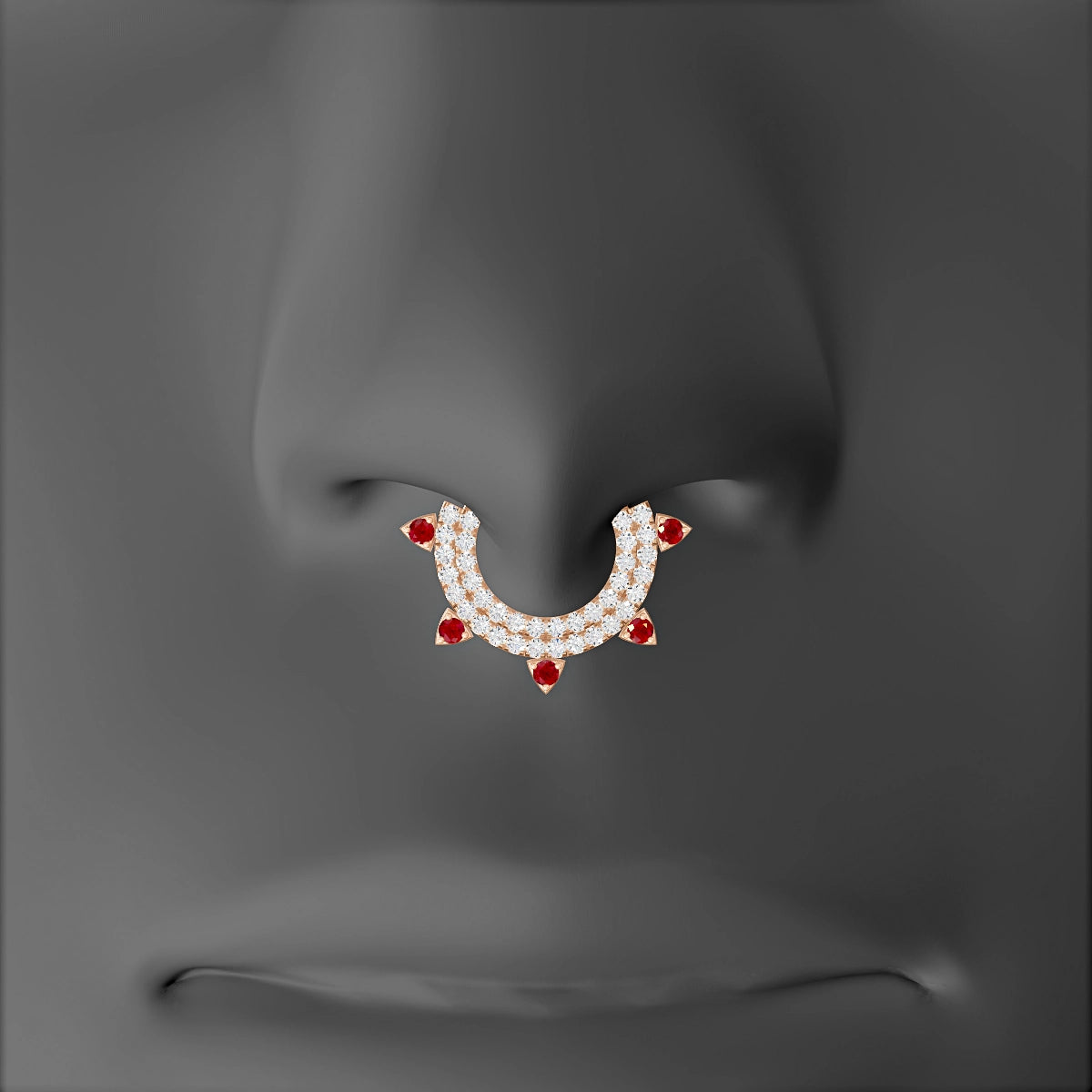 Saga | 18k Rose Gold 8 mm Ruby & Diamond Septum Piercing