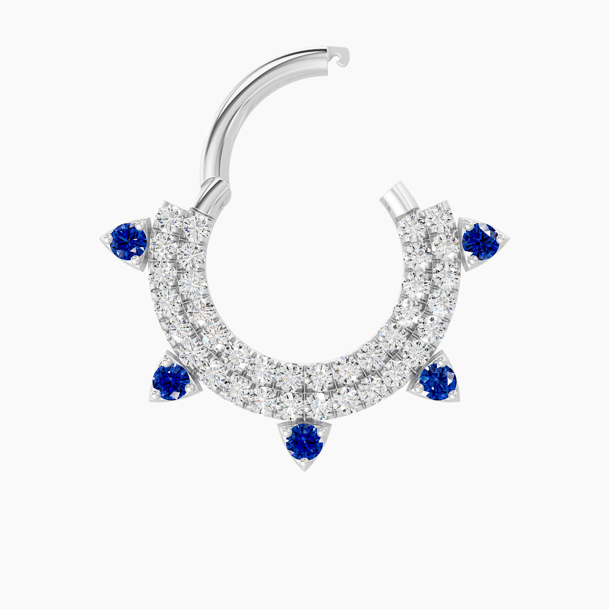 Saga | 18k White Gold 8 mm Sapphire & Diamond Septum Piercing